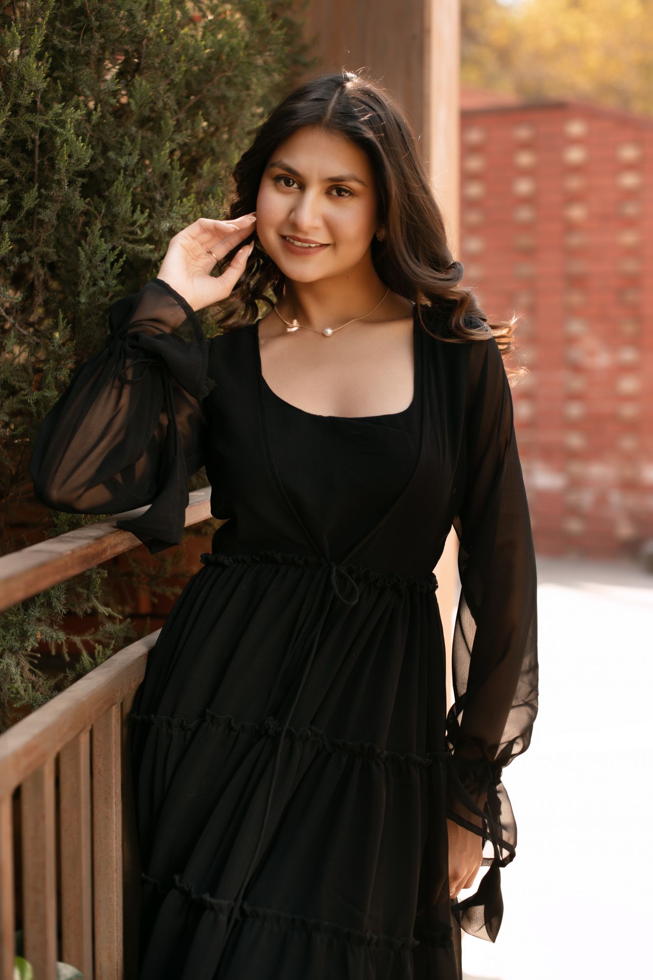 Black Georgette Sharara Shrug Set