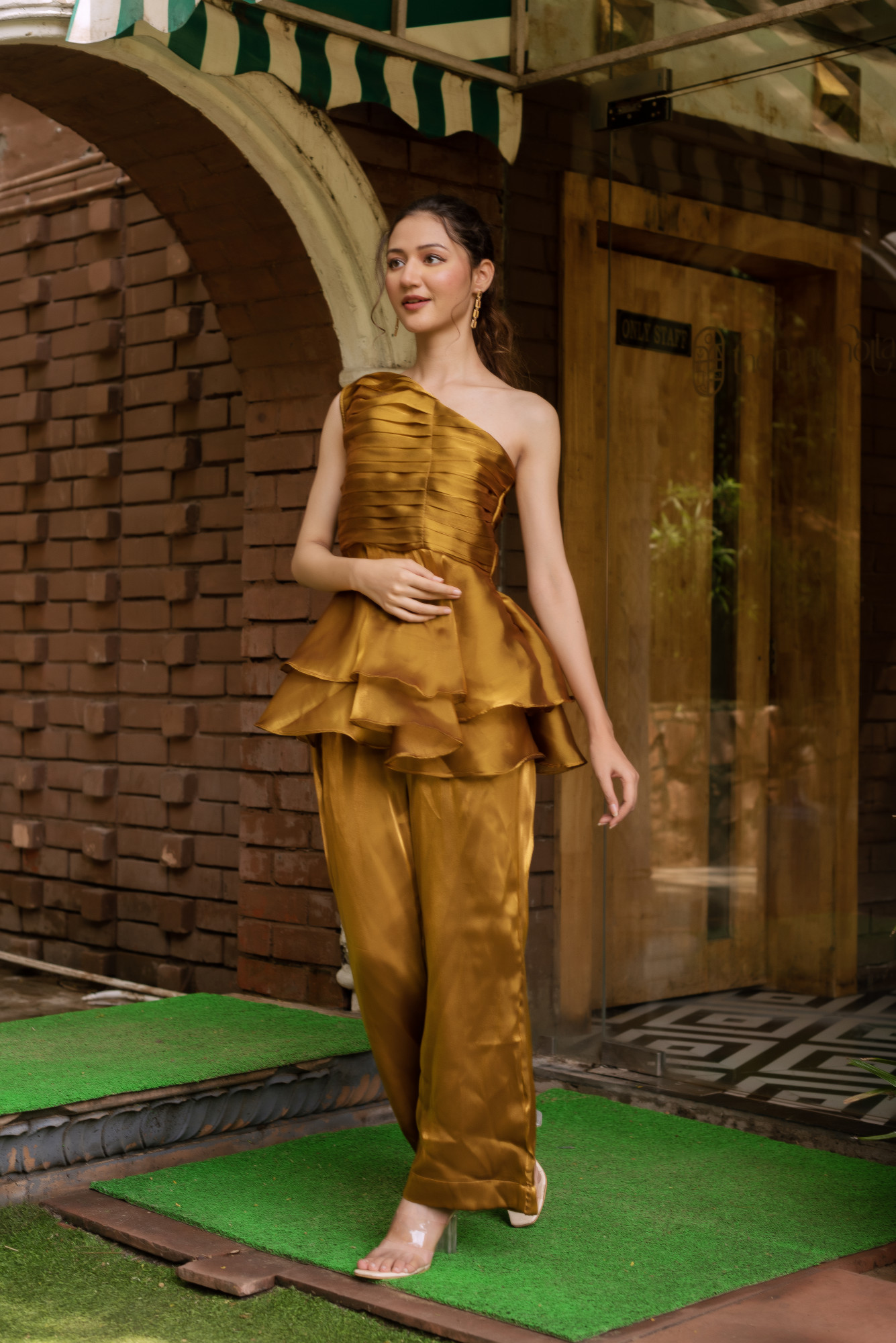 Adda Gold Organza Coord Set