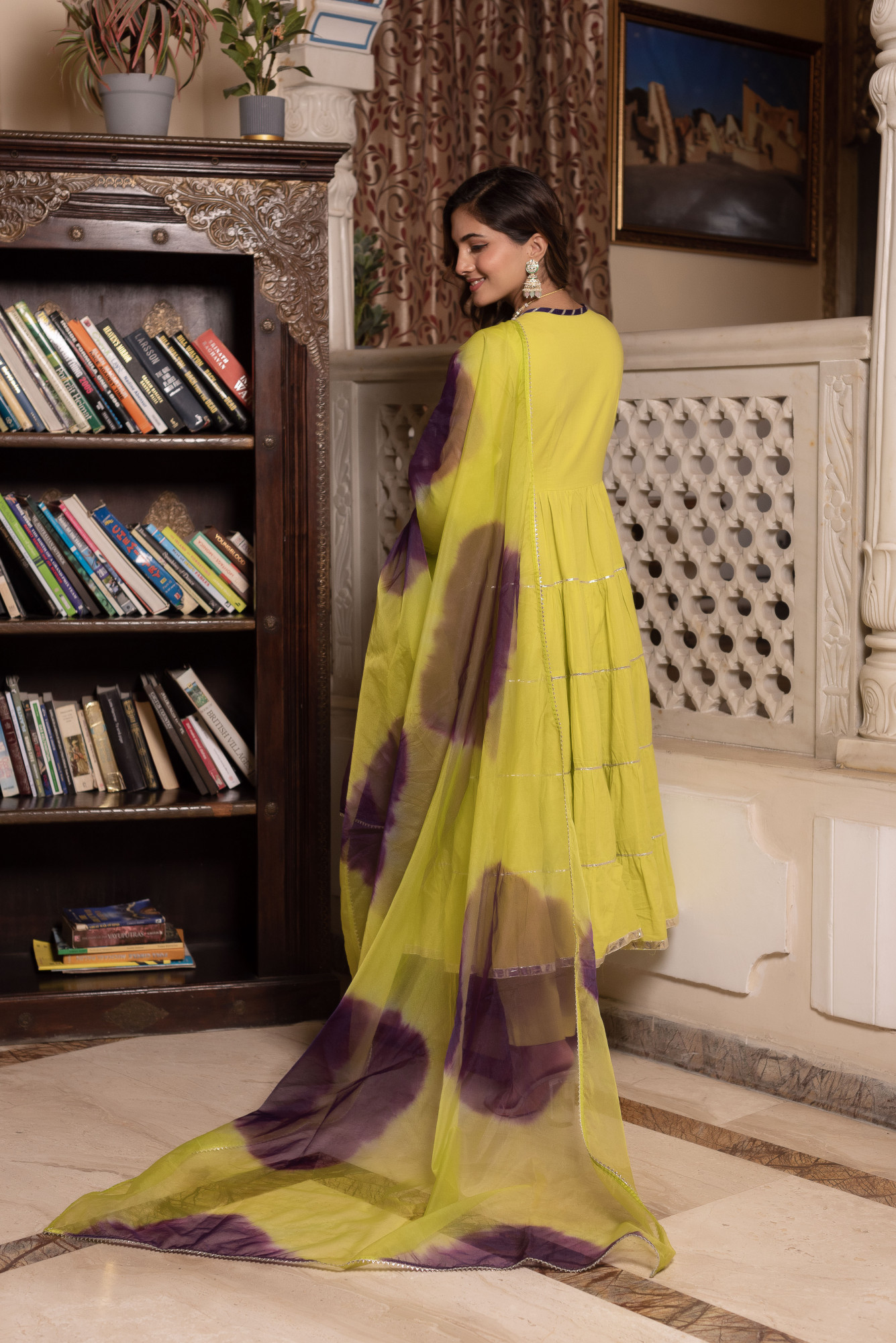 Lemon Green Angrakha Suit Set