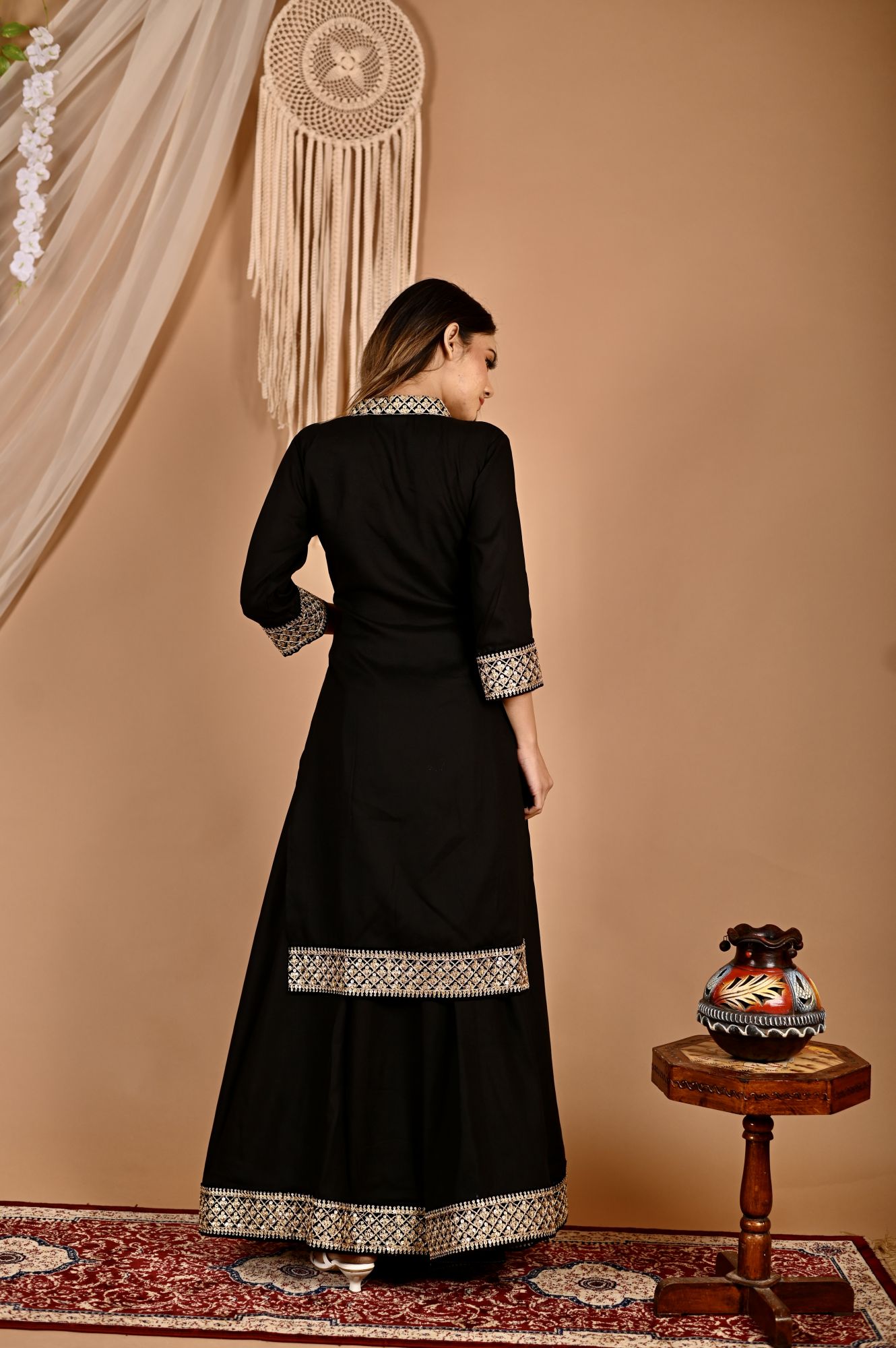 Black Seroi Gotapatti Sharara Set