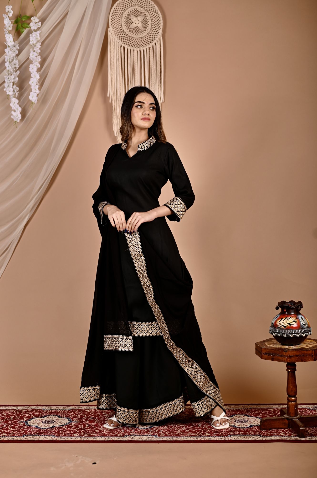 Black Seroi Gotapatti Sharara Set
