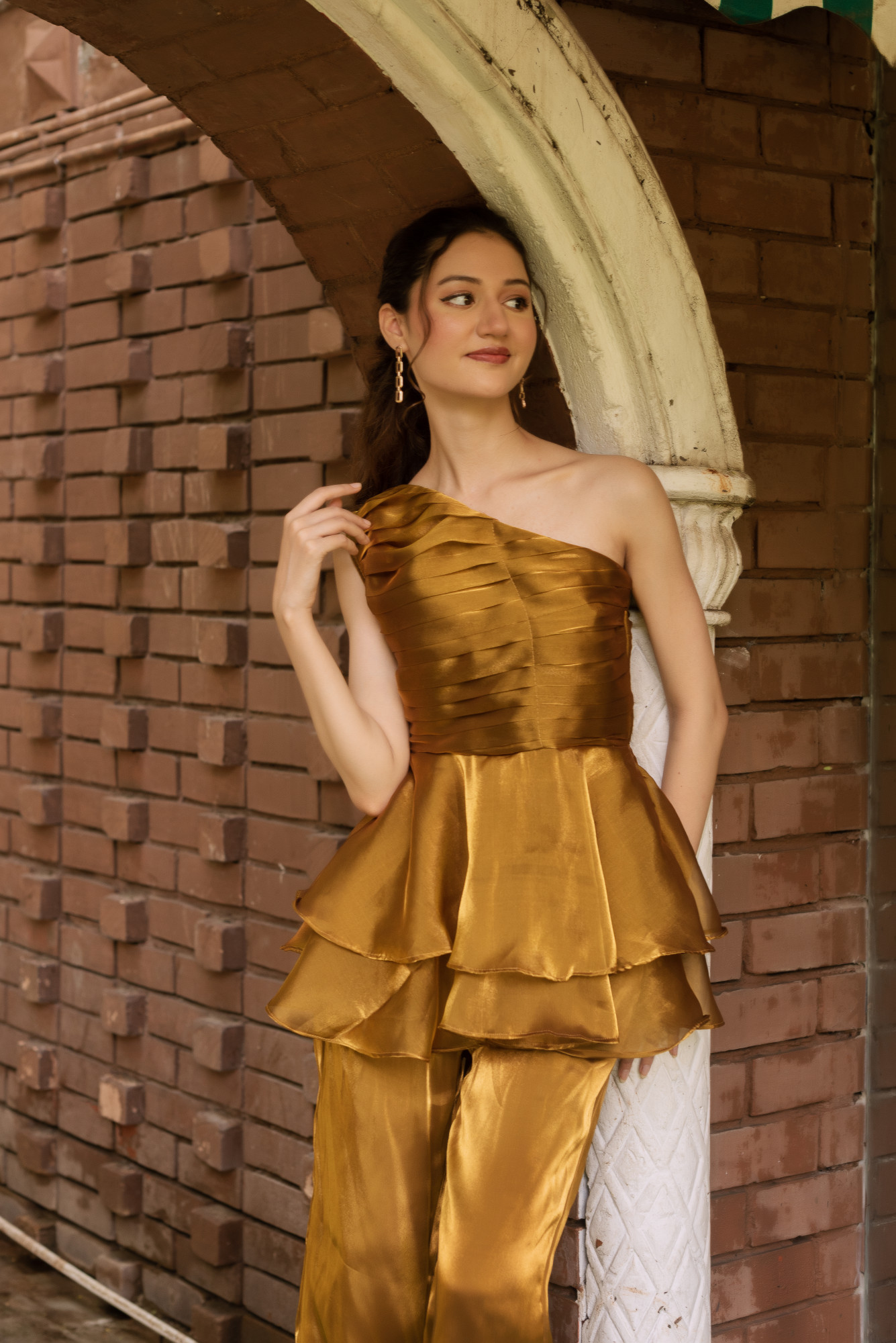 Adda Gold Organza Coord Set