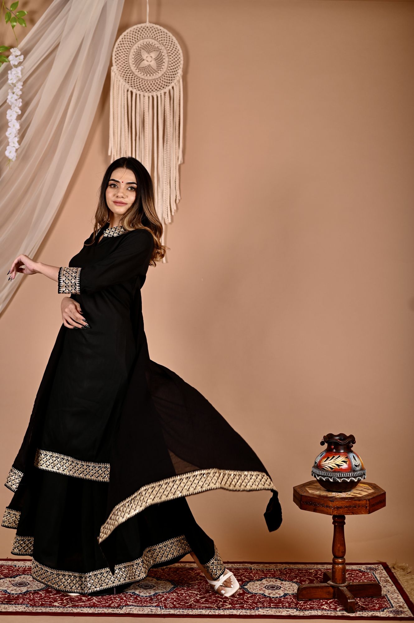 Black Seroi Gotapatti Sharara Set