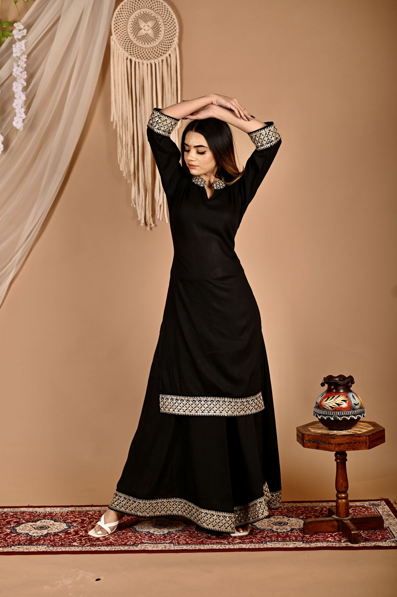 Black Seroi Gotapatti Sharara Set