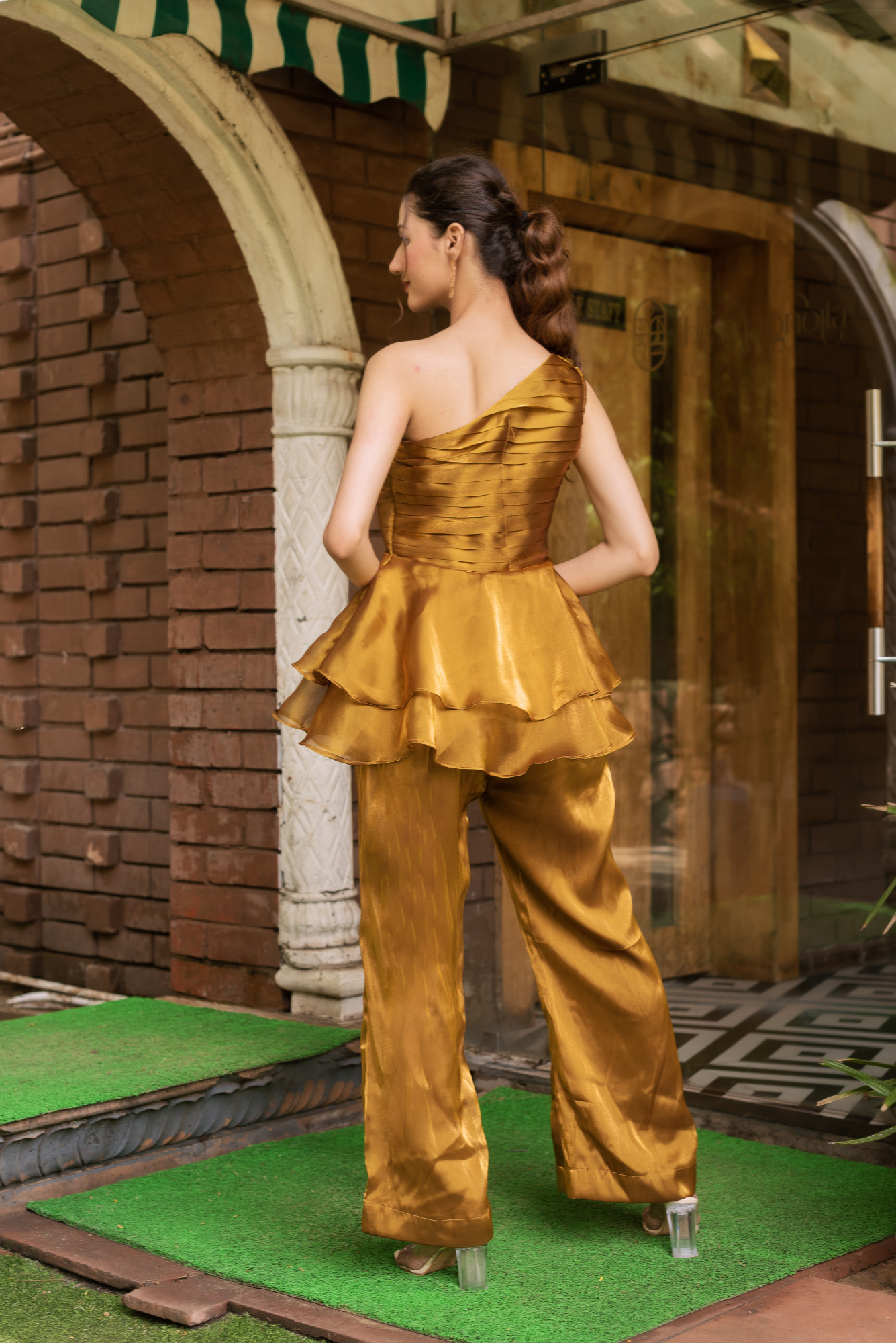 Adda Gold Organza Coord Set