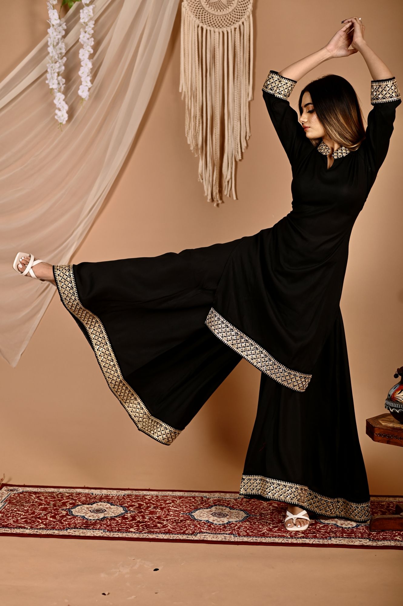 Black Seroi Gotapatti Sharara Set
