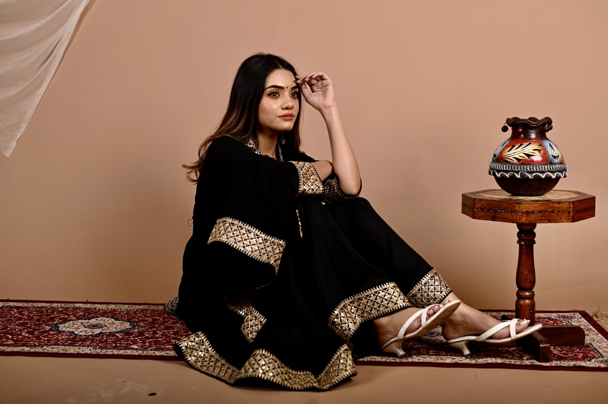 Black Seroi Gotapatti Sharara Set