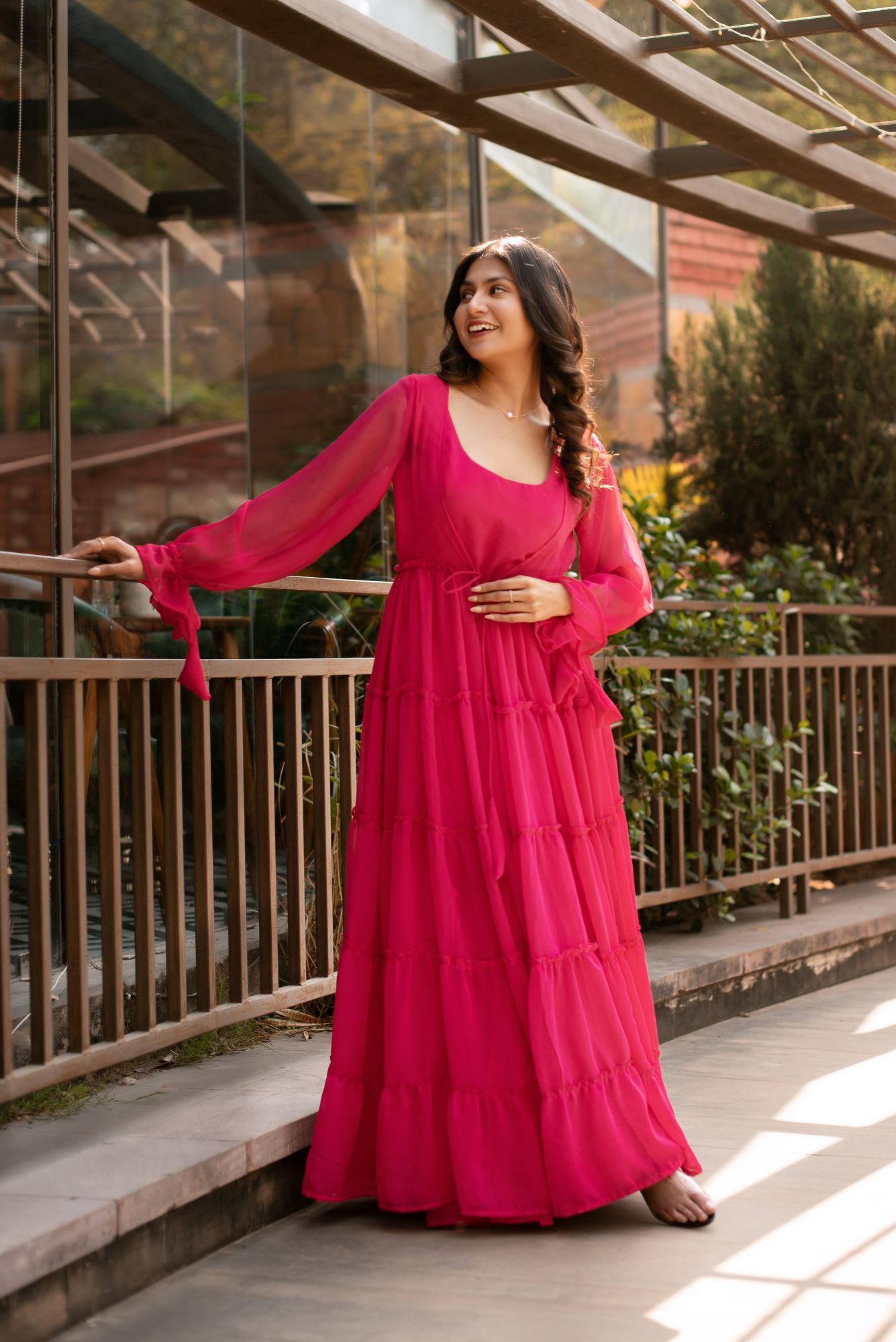 Viva Magenta Sharara Shrug Set