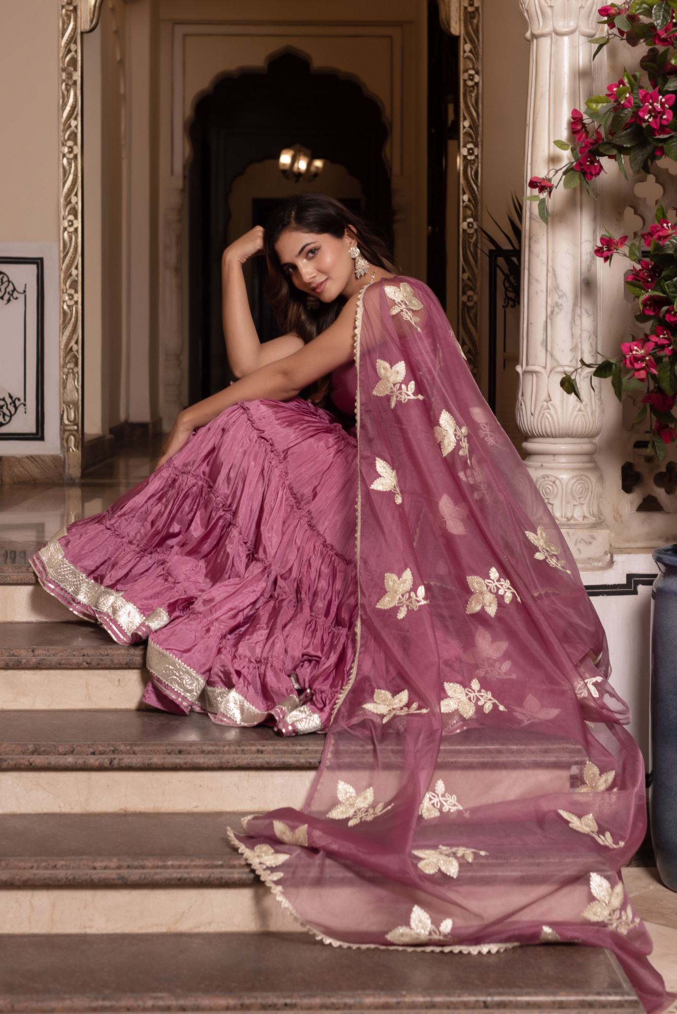 Baisa Coral Pink Anarkali Suit Set