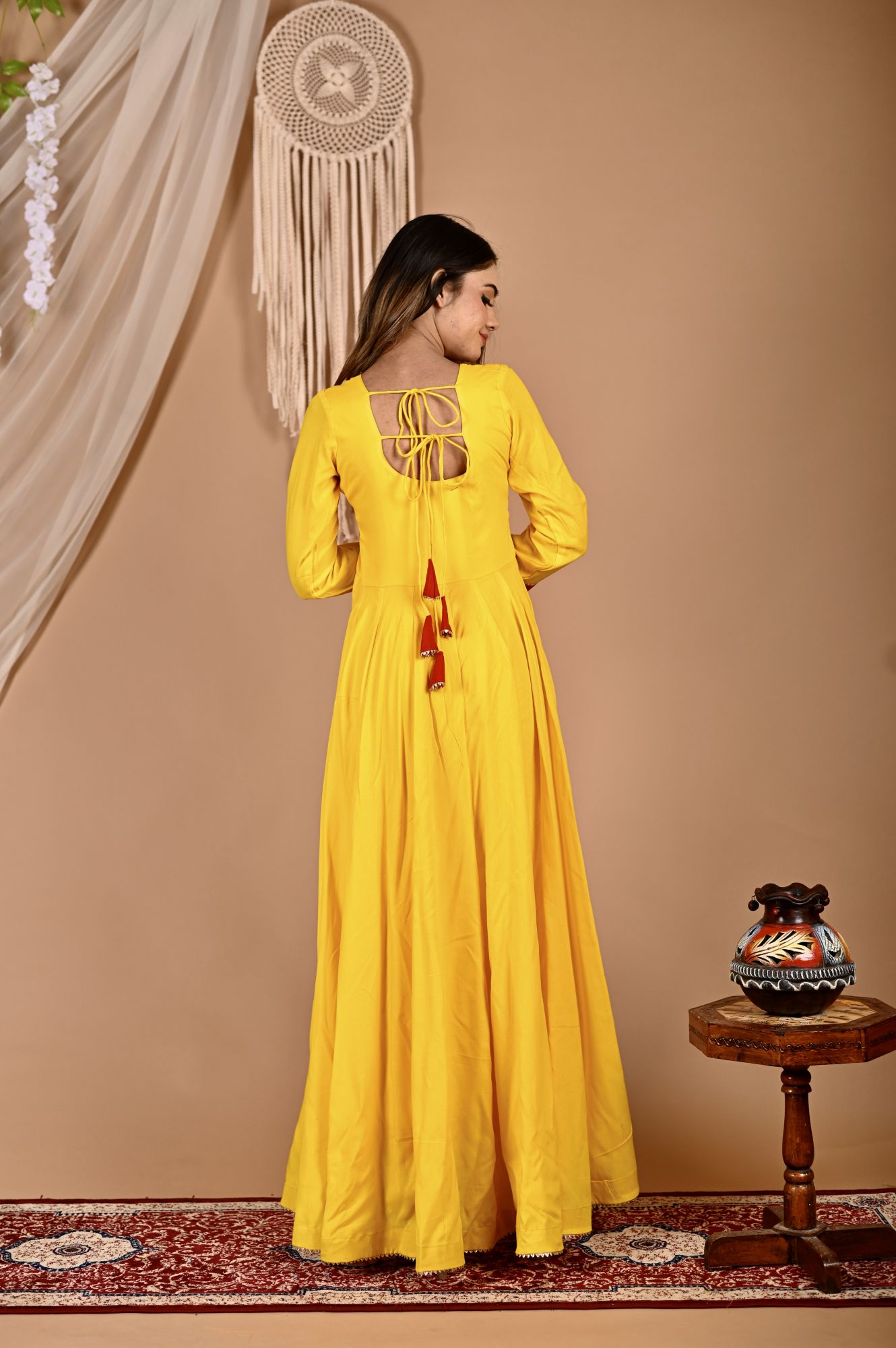 Multi Yellow Bhandhej Anarkali Suit Set