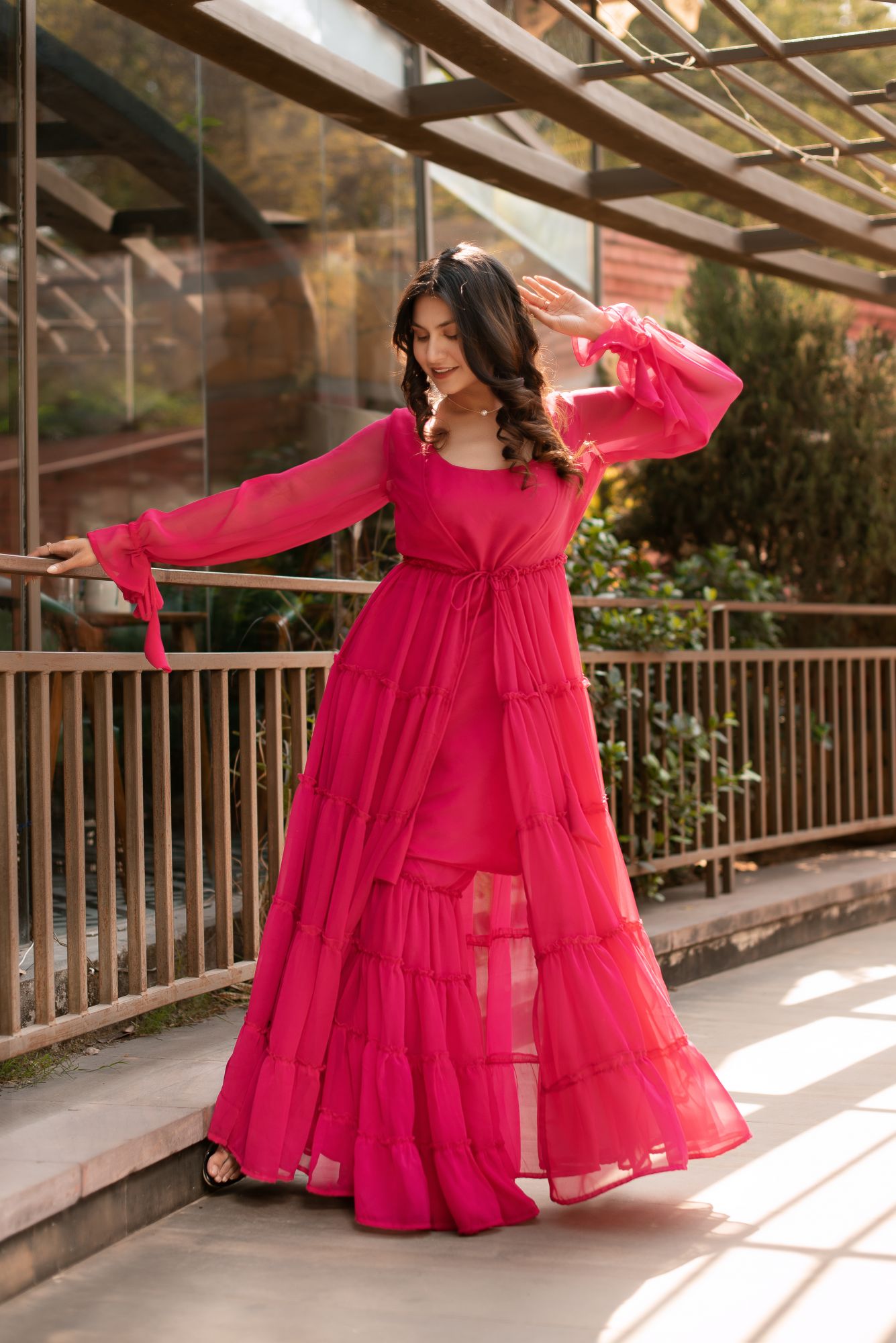 Viva Magenta Sharara Shrug Set