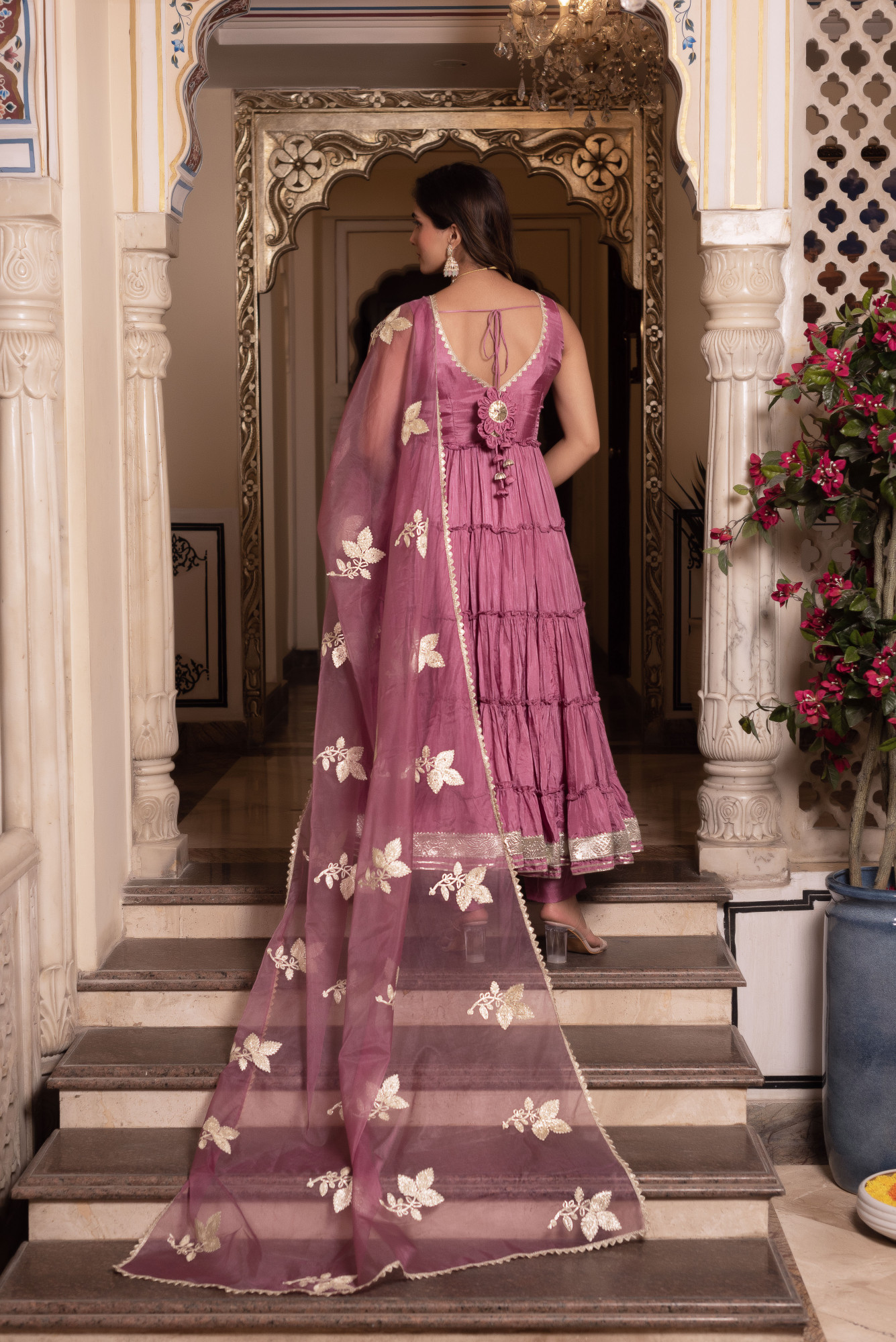 Baisa Coral Pink Anarkali Suit Set