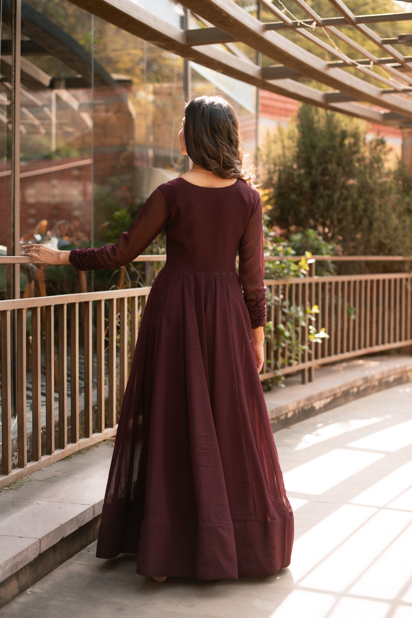 Wine Georgette Cape Coord Set