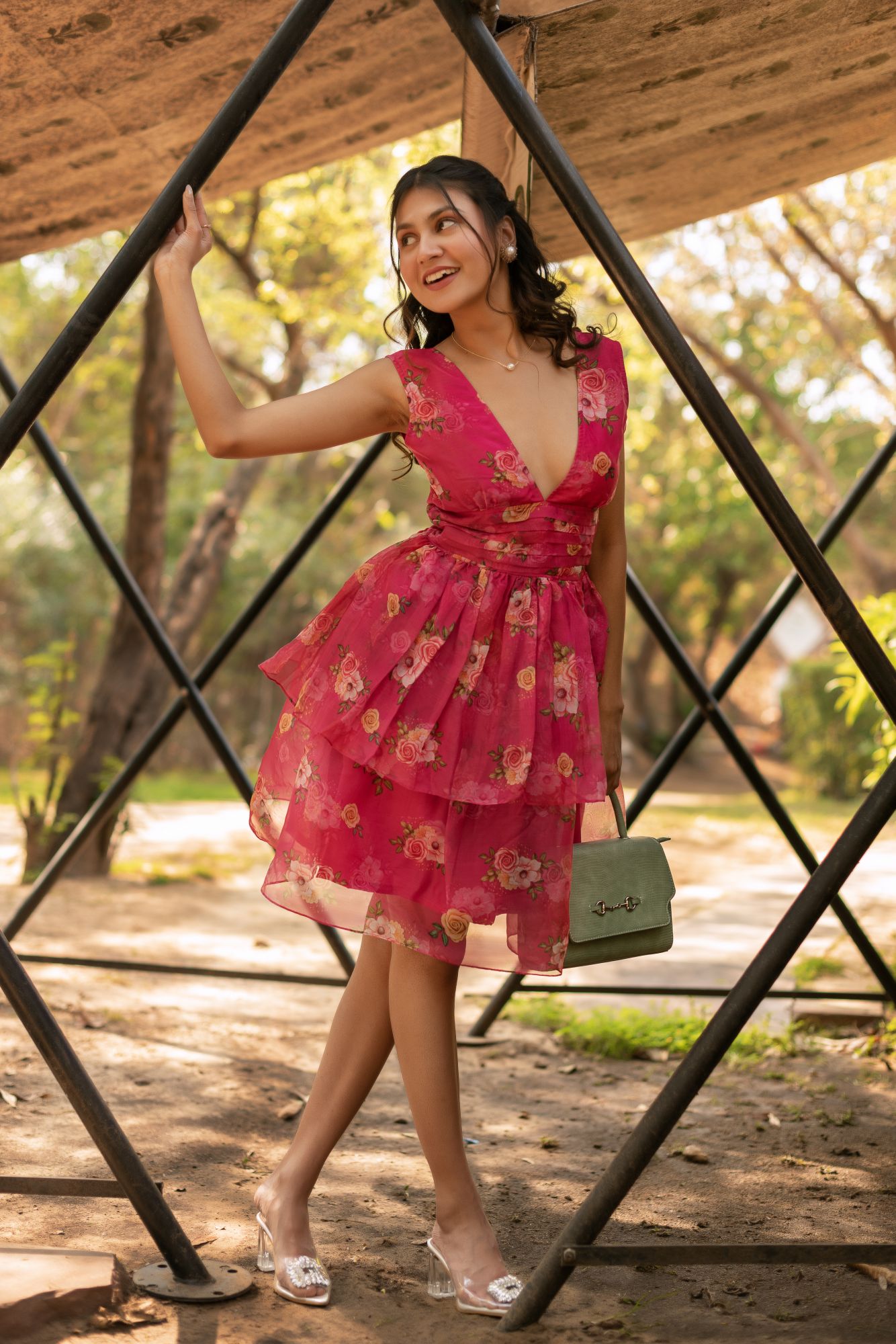 Blush Pink Organza Baby Doll Dress
