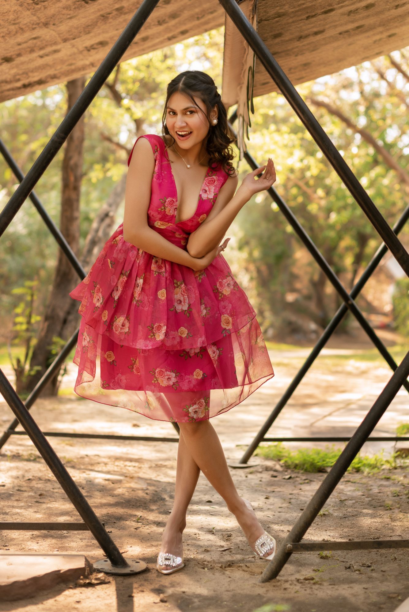 Blush Pink Organza Baby Doll Dress