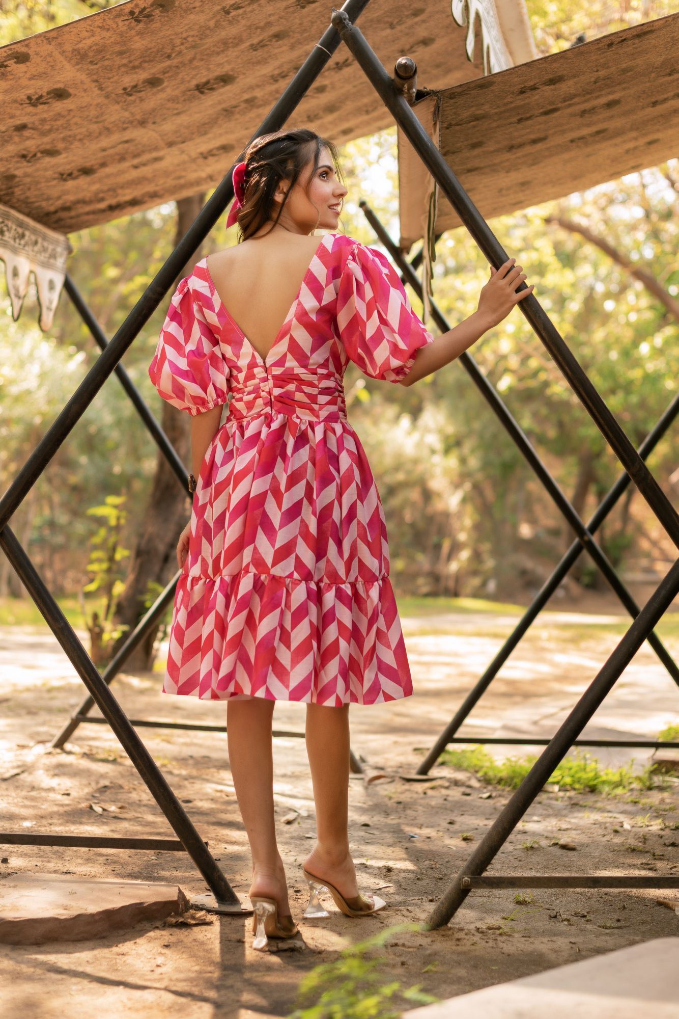 Dewberry Pink Silk Baby Doll Dress