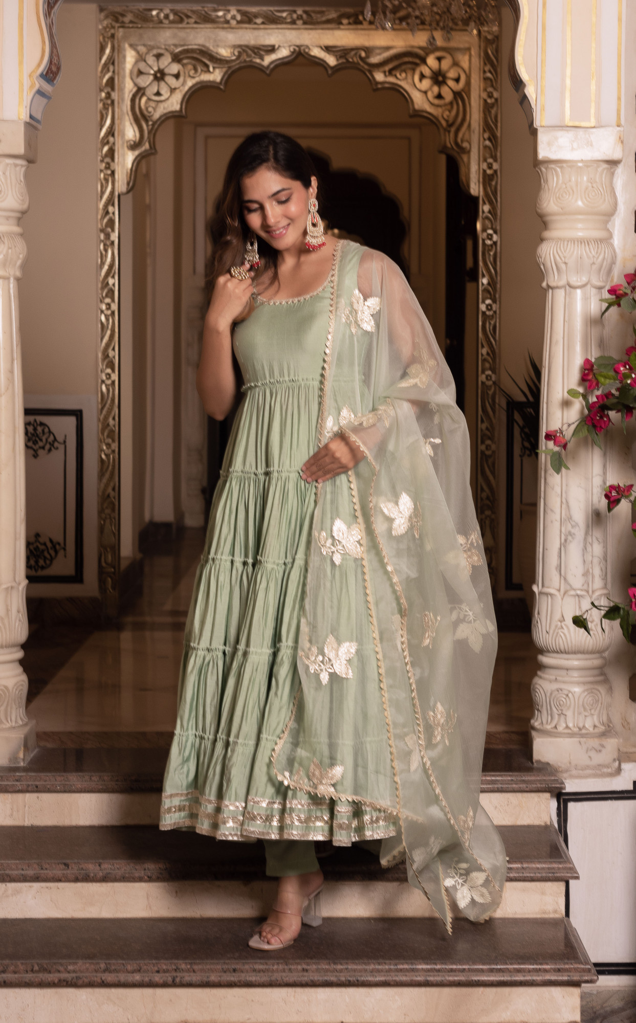 Baisa Mint Green Anarkali Suit Set
