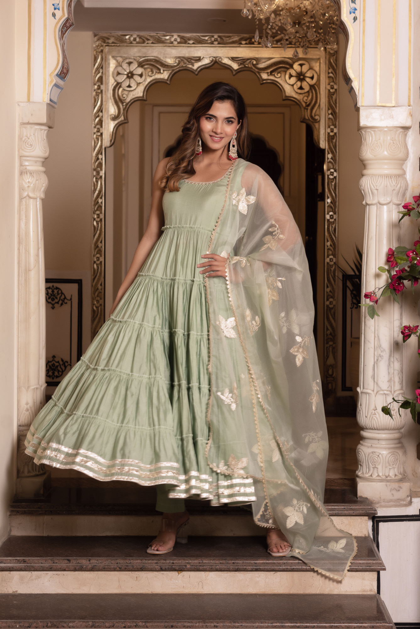 Baisa Mint Green Anarkali Suit Set