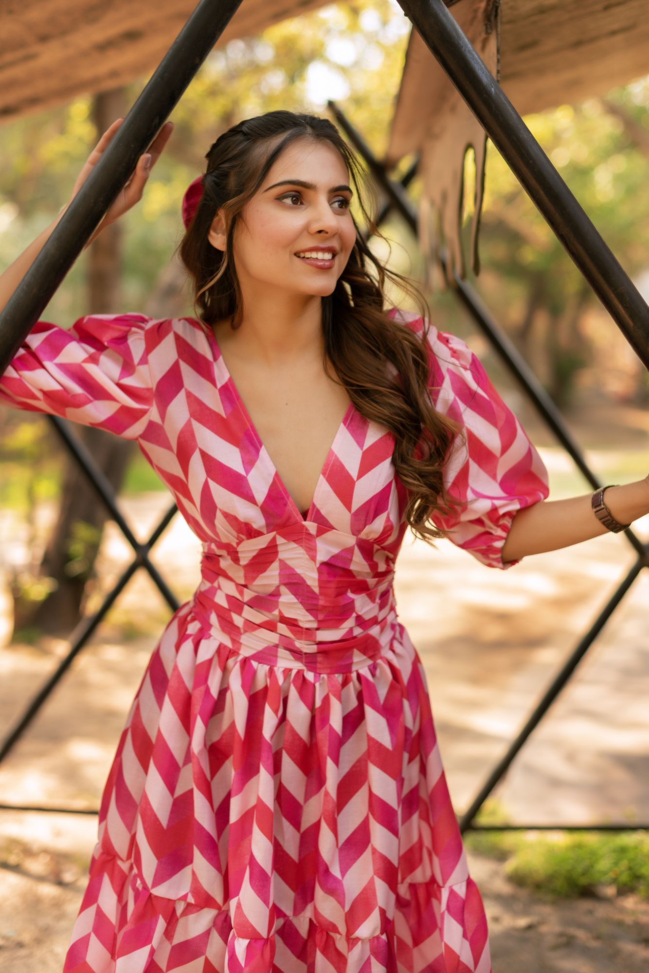 Dewberry Pink Silk Baby Doll Dress