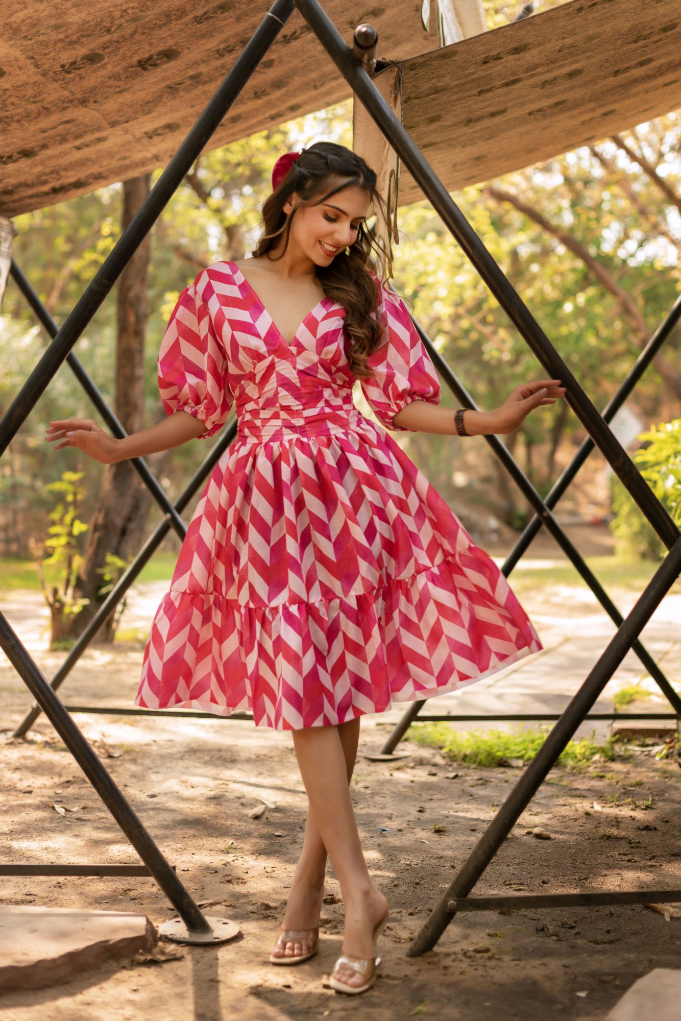 Dewberry Pink Silk Baby Doll Dress