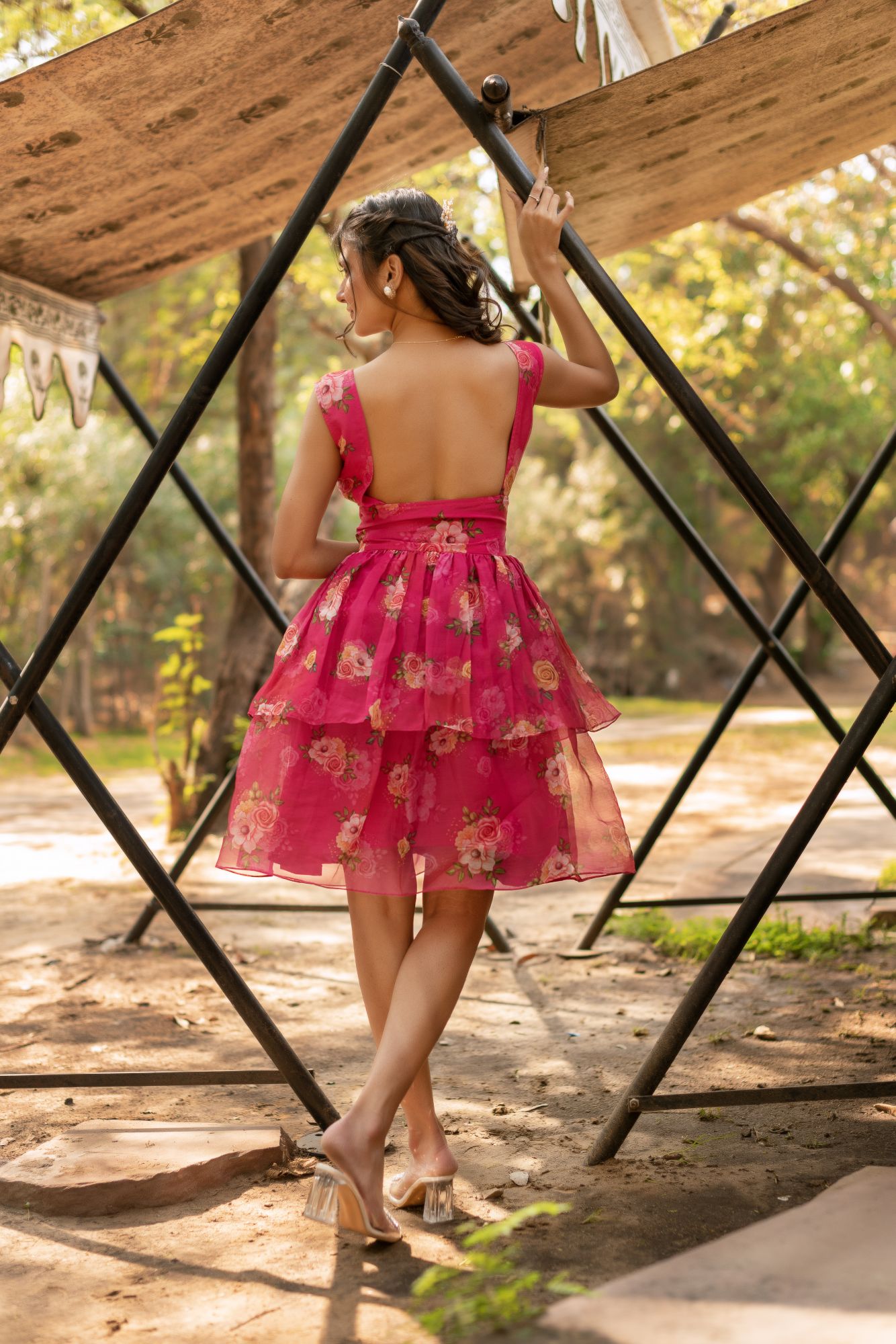 Blush Pink Organza Baby Doll Dress