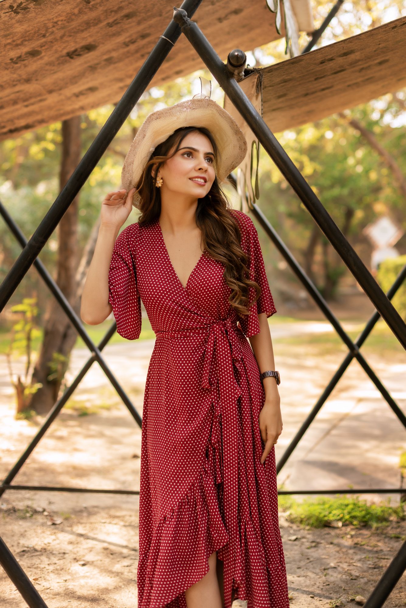 Red Polka Wrap Around Dress