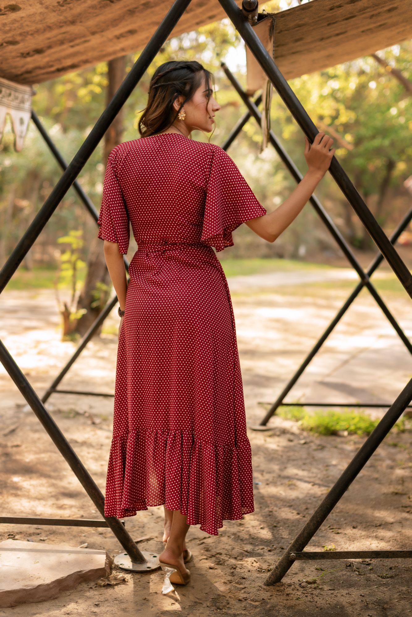 Red Polka Wrap Around Dress