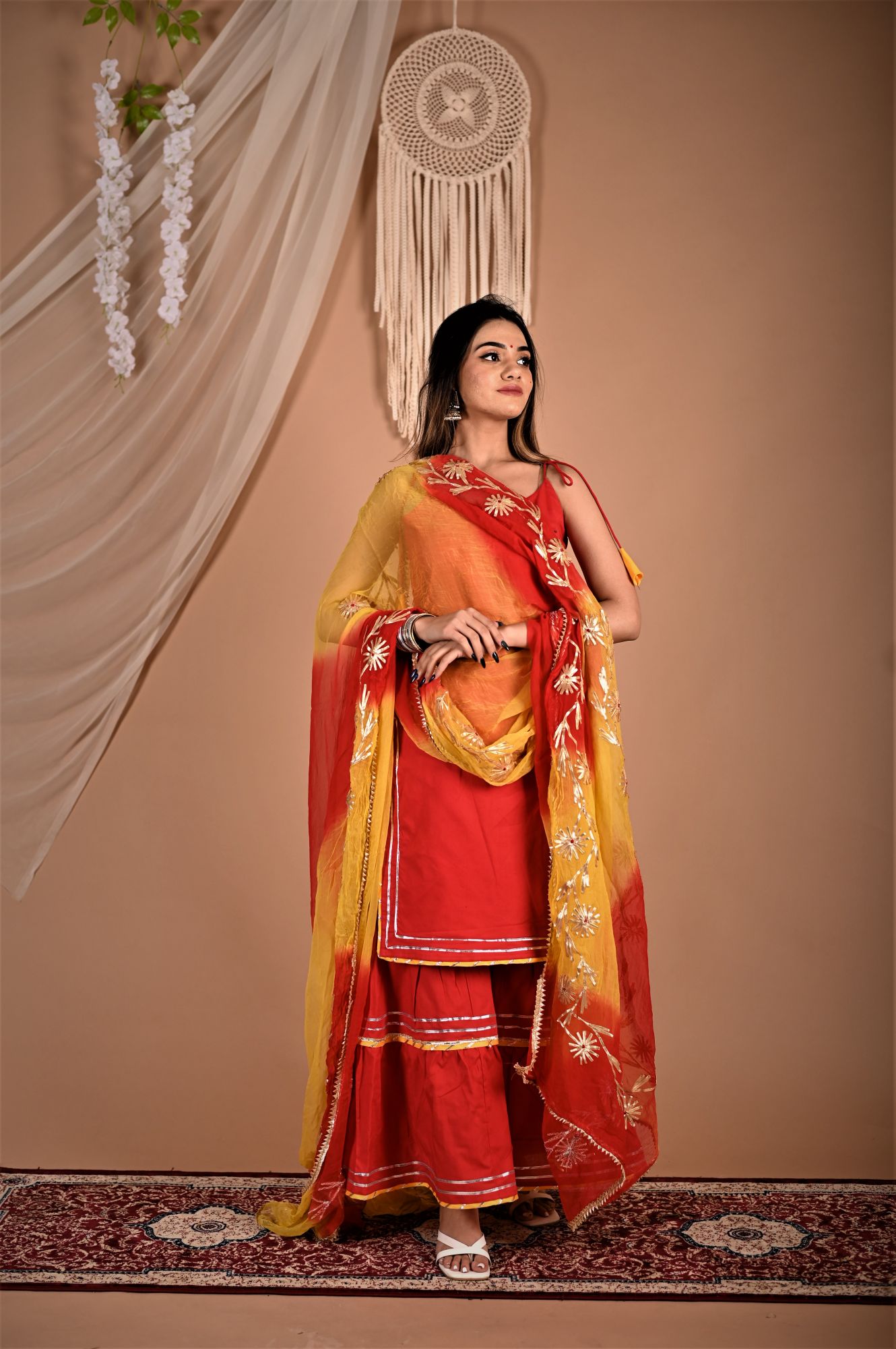 Hot Red Gotapatti Sharara Set