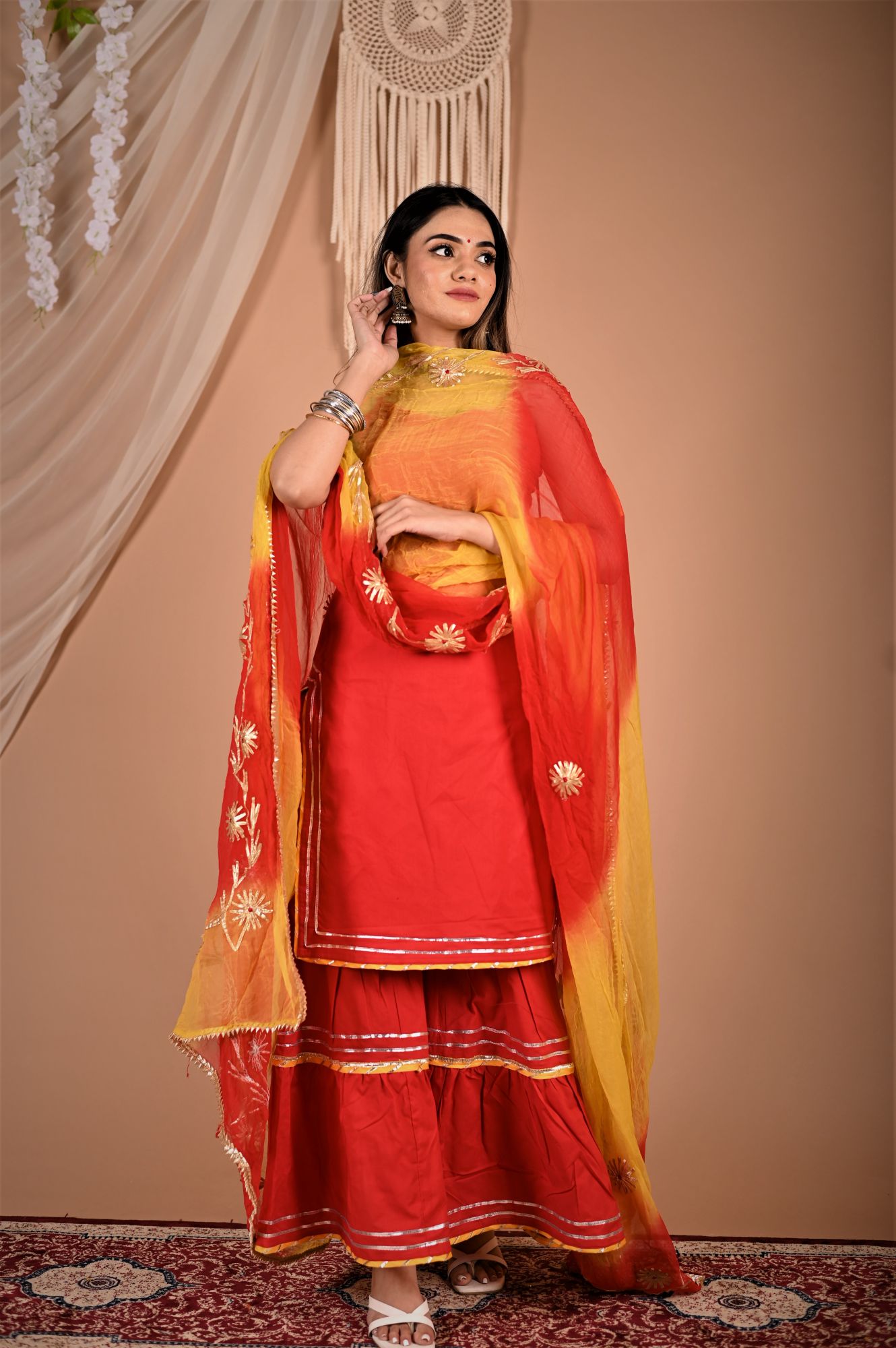 Hot Red Gotapatti Sharara Set