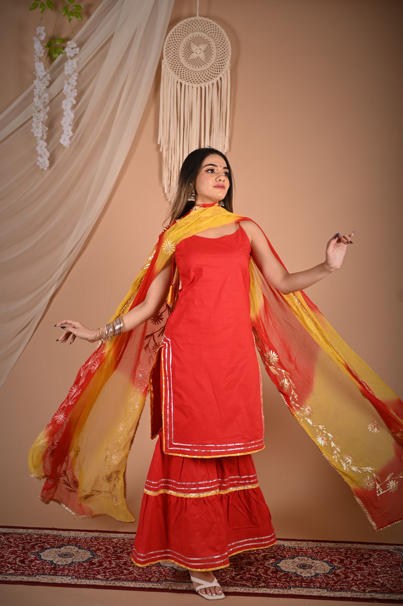 Hot Red Gotapatti Sharara Set