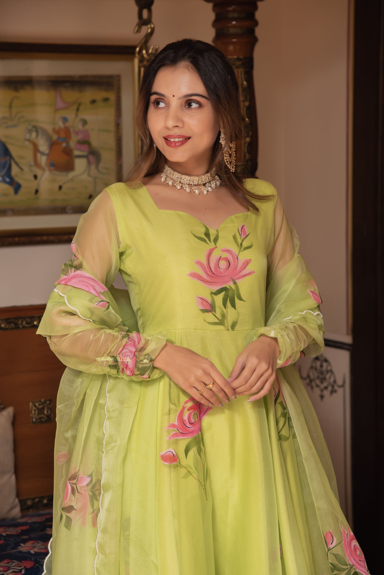 Green Handpainted Gotapatti Suit Set