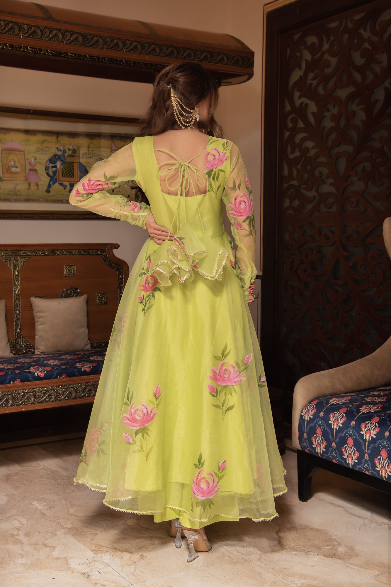 Green Handpainted Gotapatti Suit Set