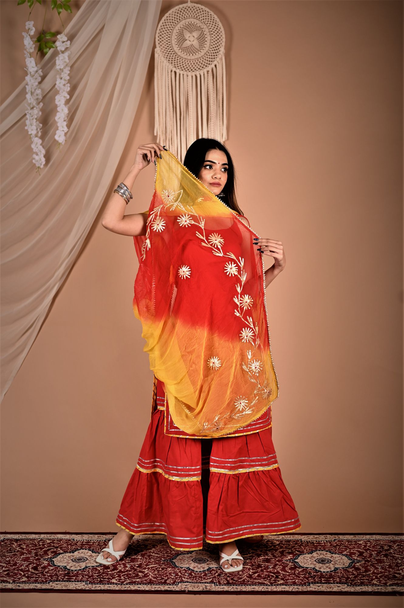 Hot Red Gotapatti Sharara Set