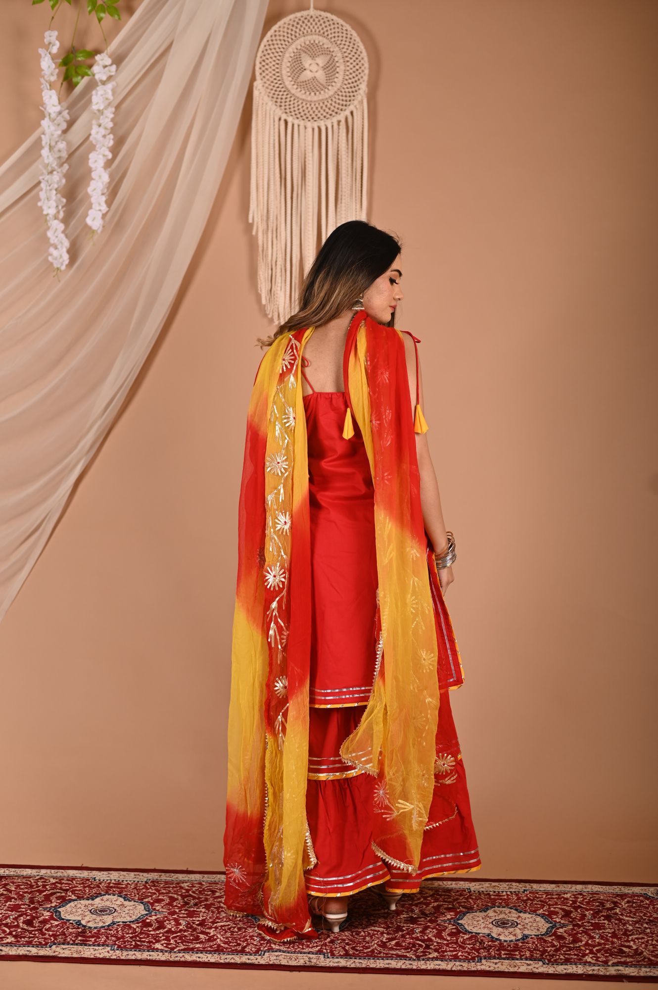 Hot Red Gotapatti Sharara Set