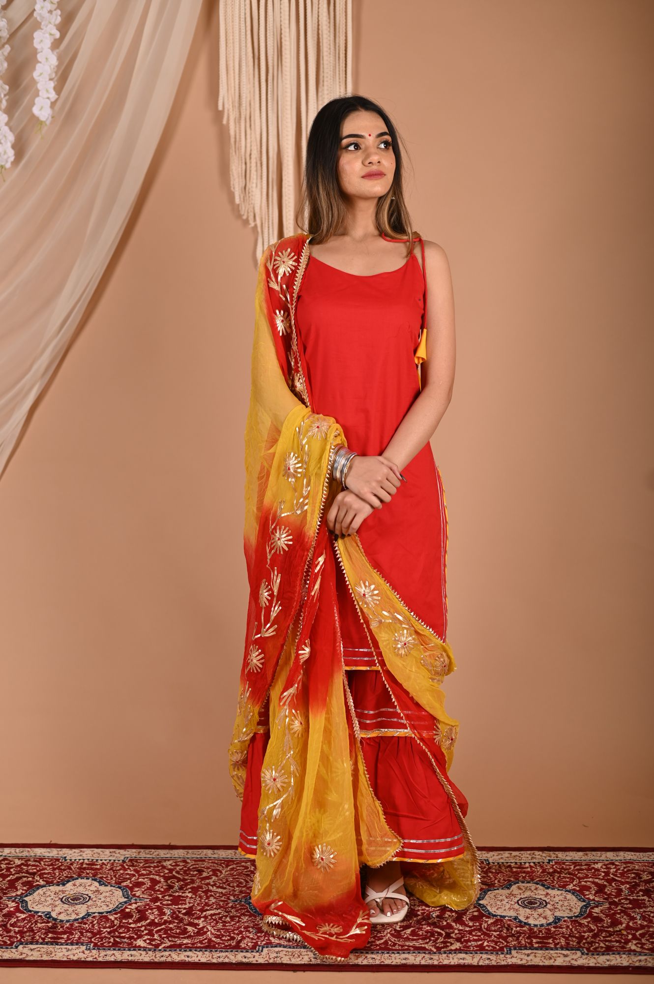 Hot Red Gotapatti Sharara Set