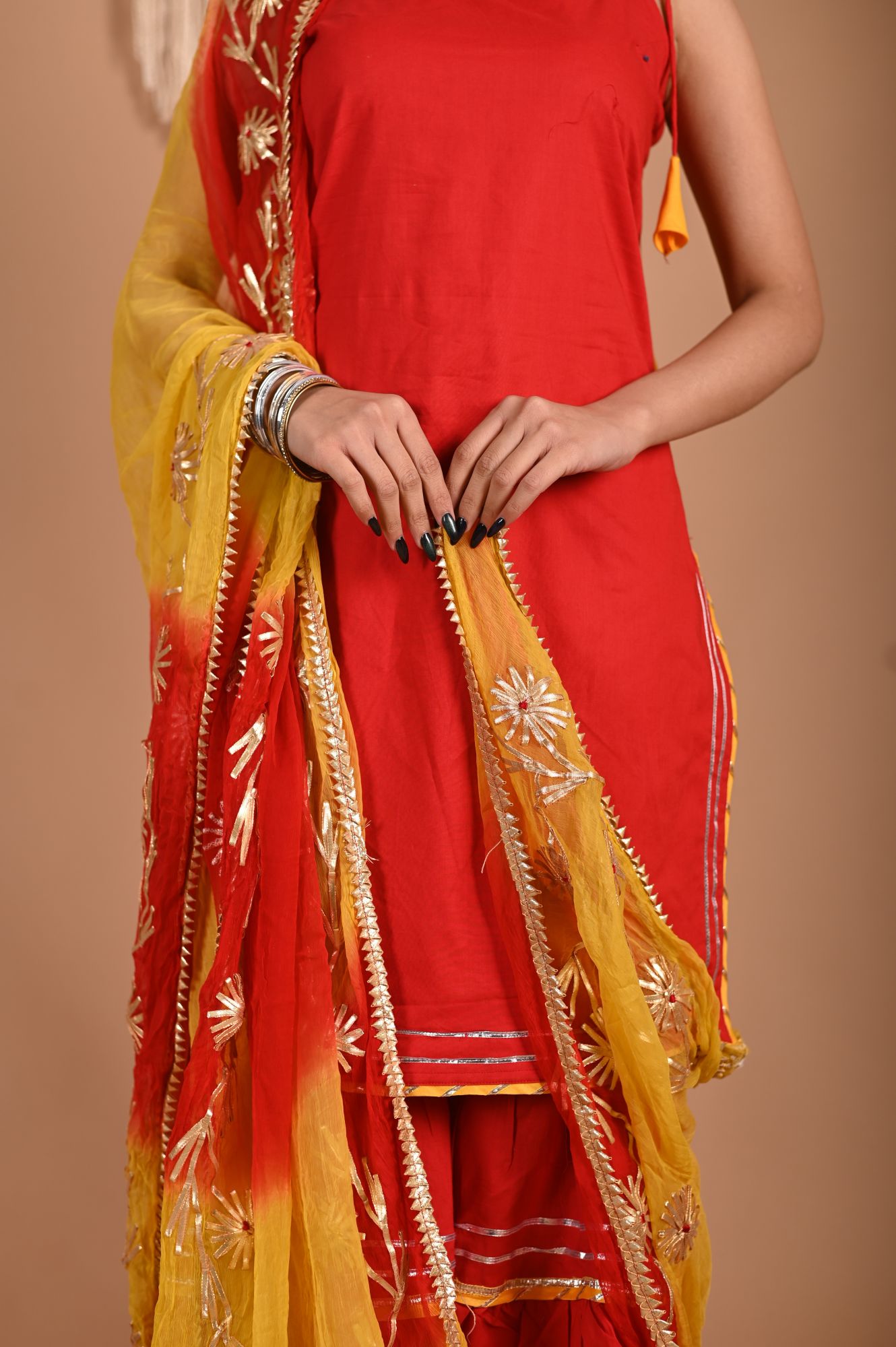 Hot Red Gotapatti Sharara Set