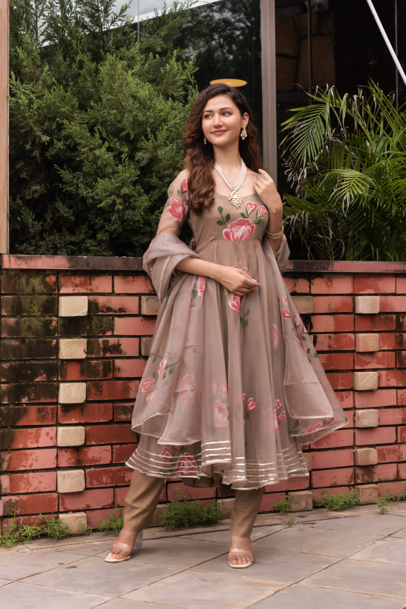 Chiku Handpainted Organza Gotapatti Anarkali Suit Set