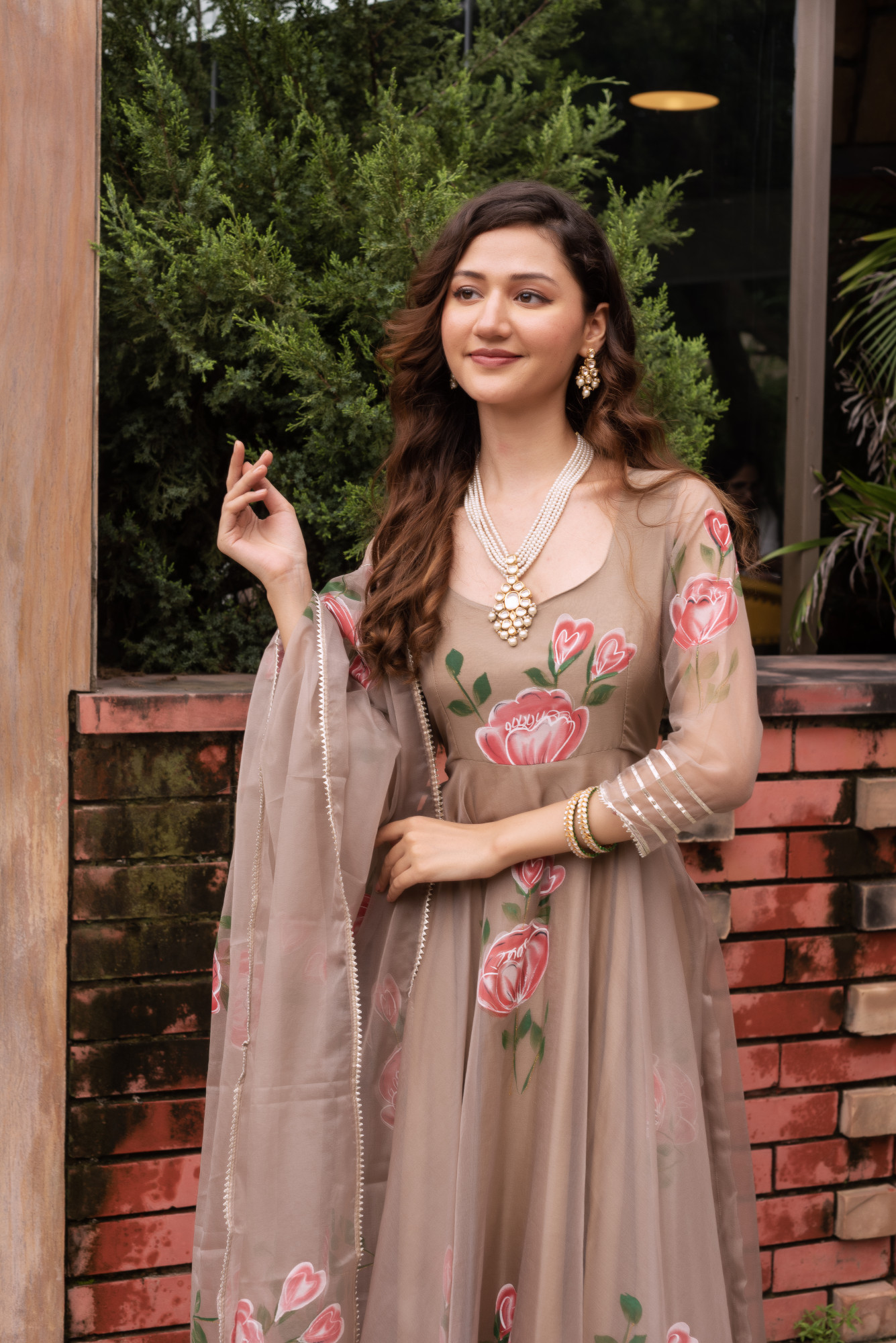 Chiku Handpainted Organza Gotapatti Anarkali Suit Set