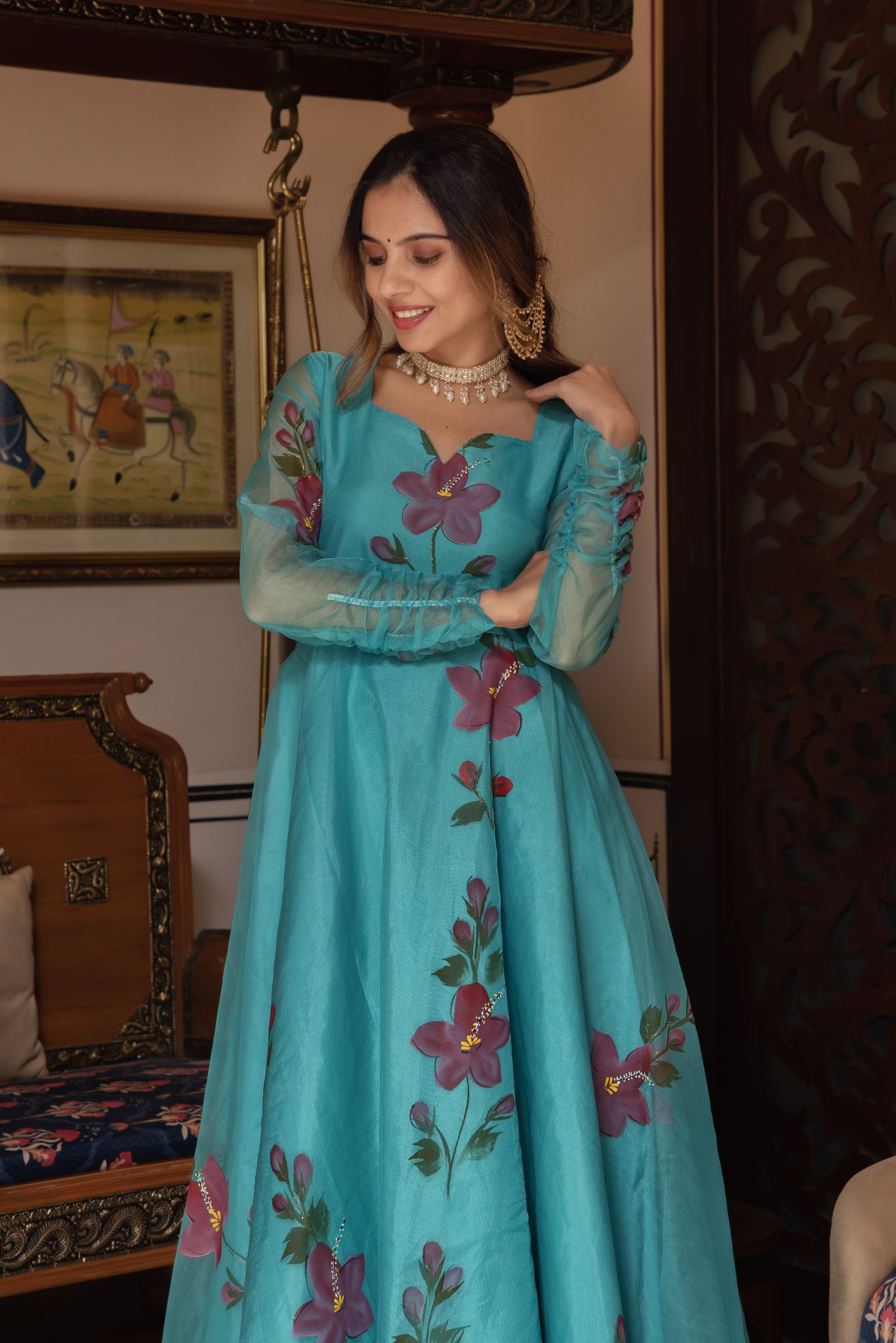 Blue Handpainted Gotapatti Suit Set
