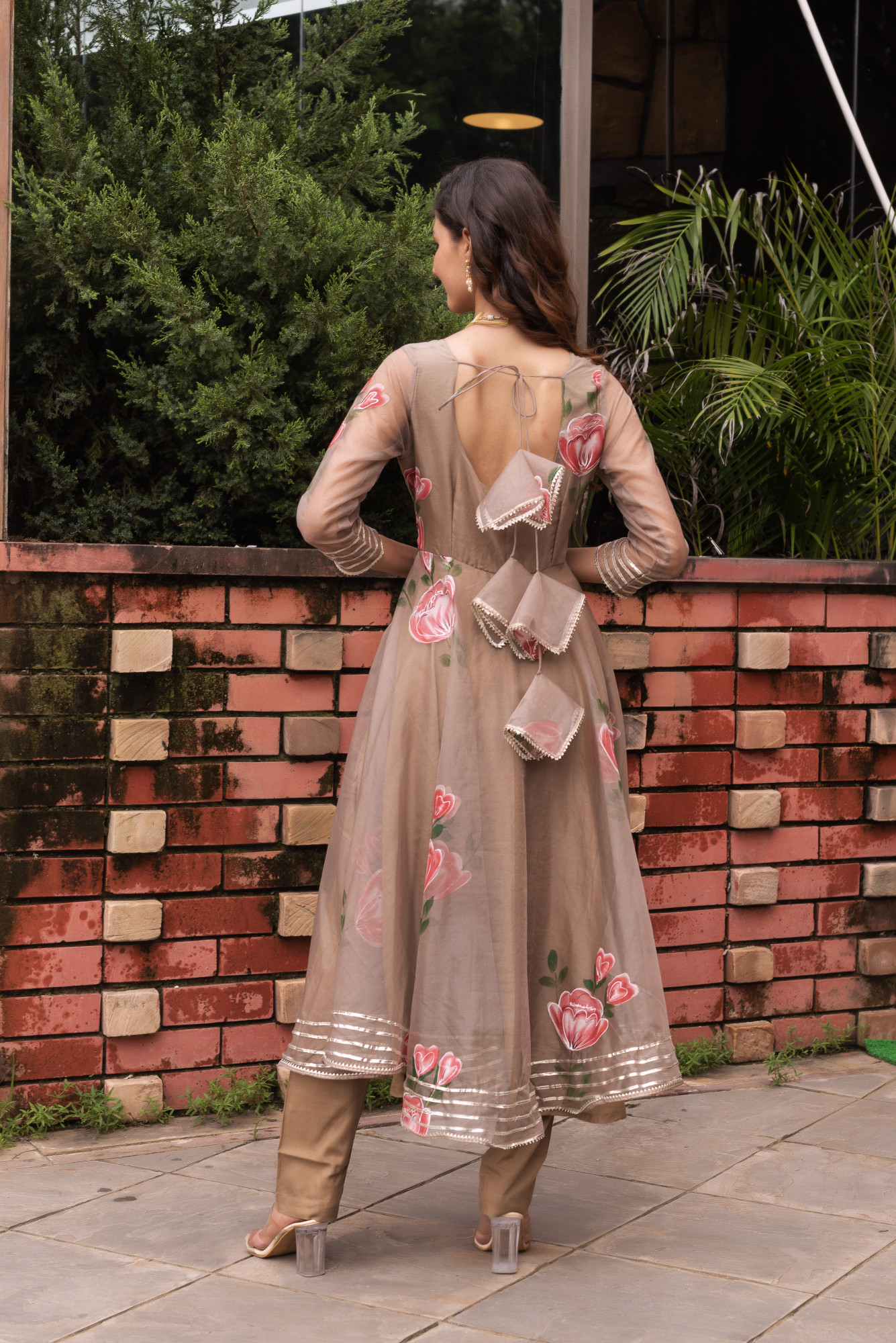 Chiku Handpainted Organza Gotapatti Anarkali Suit Set