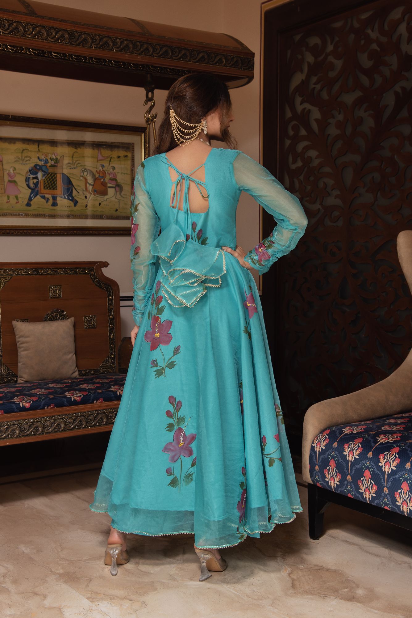 Blue Handpainted Gotapatti Suit Set