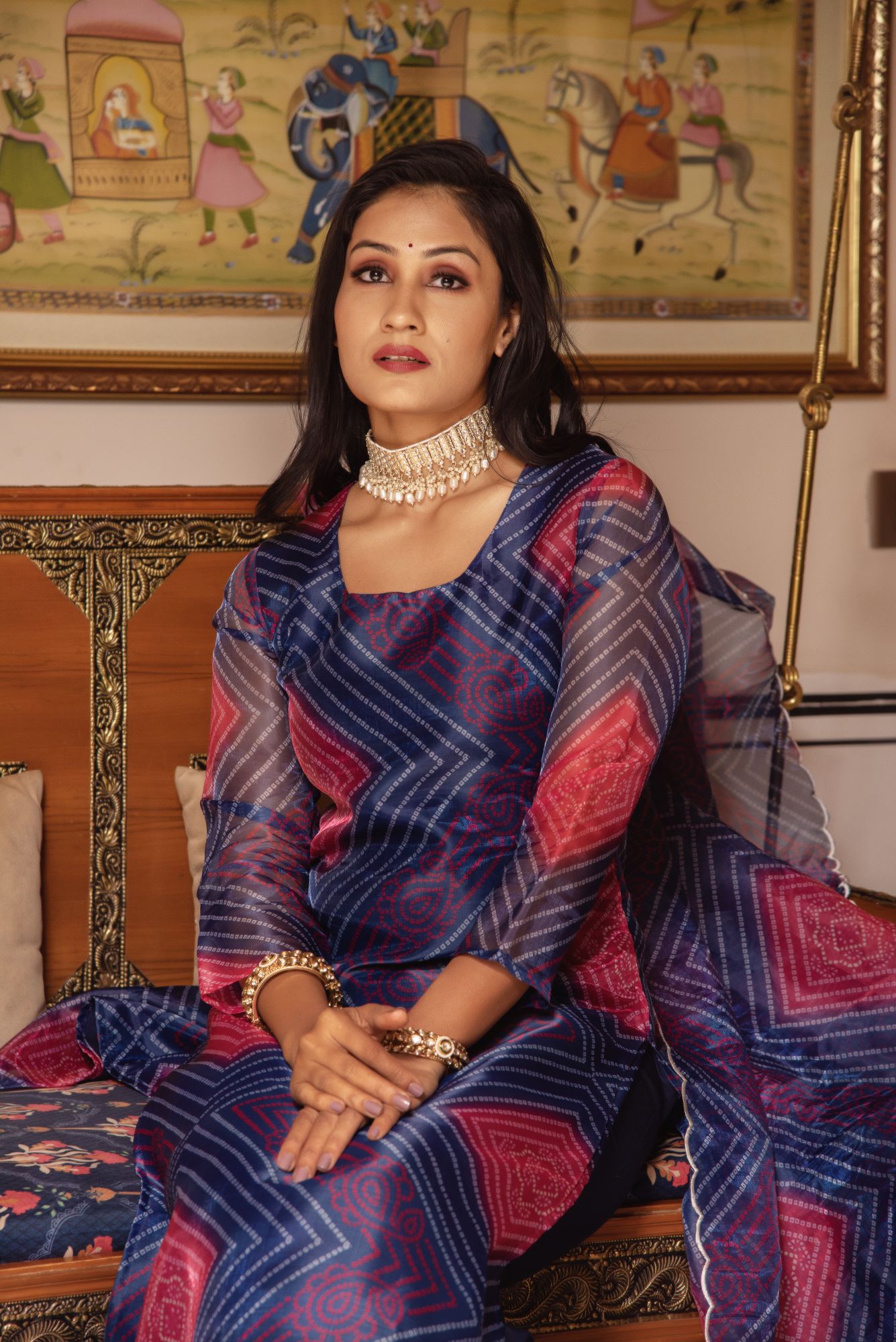 Blue Bhandhej Scalped Straight Suit Set