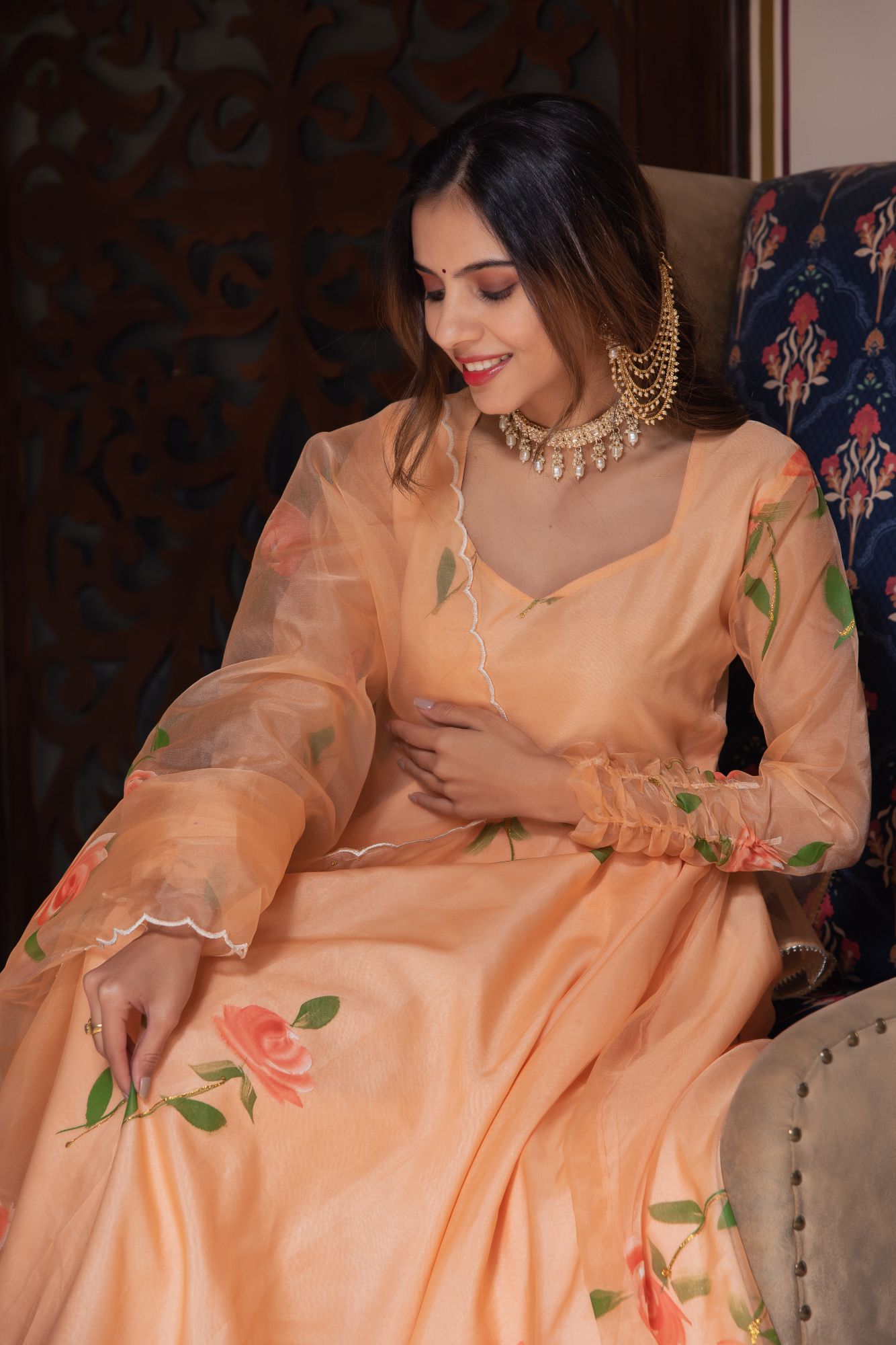 Saffron Handpainted Gotapatti Suit Set