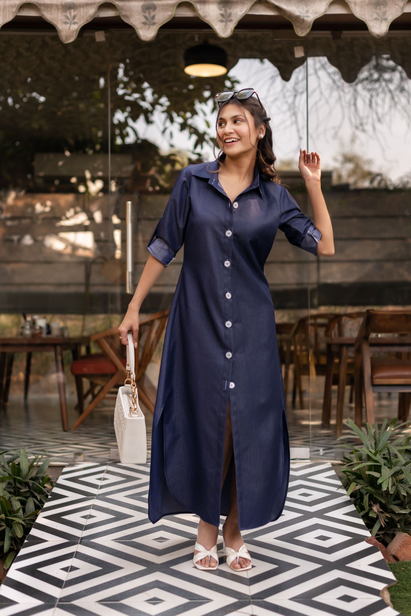 Maisha Blue Denim Shirt Dress