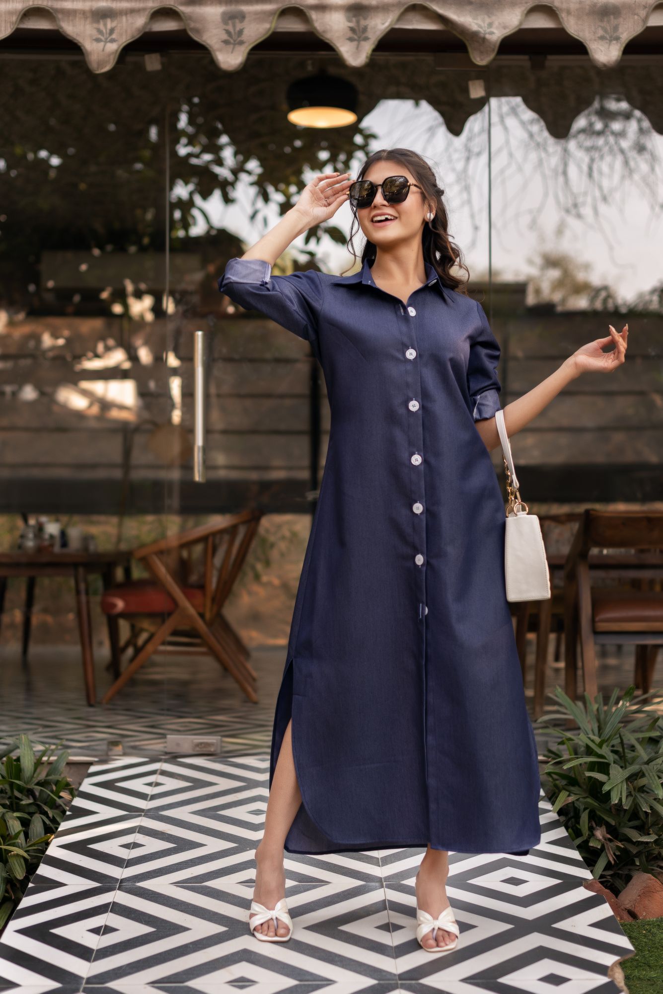 Maisha Blue Denim Shirt Dress