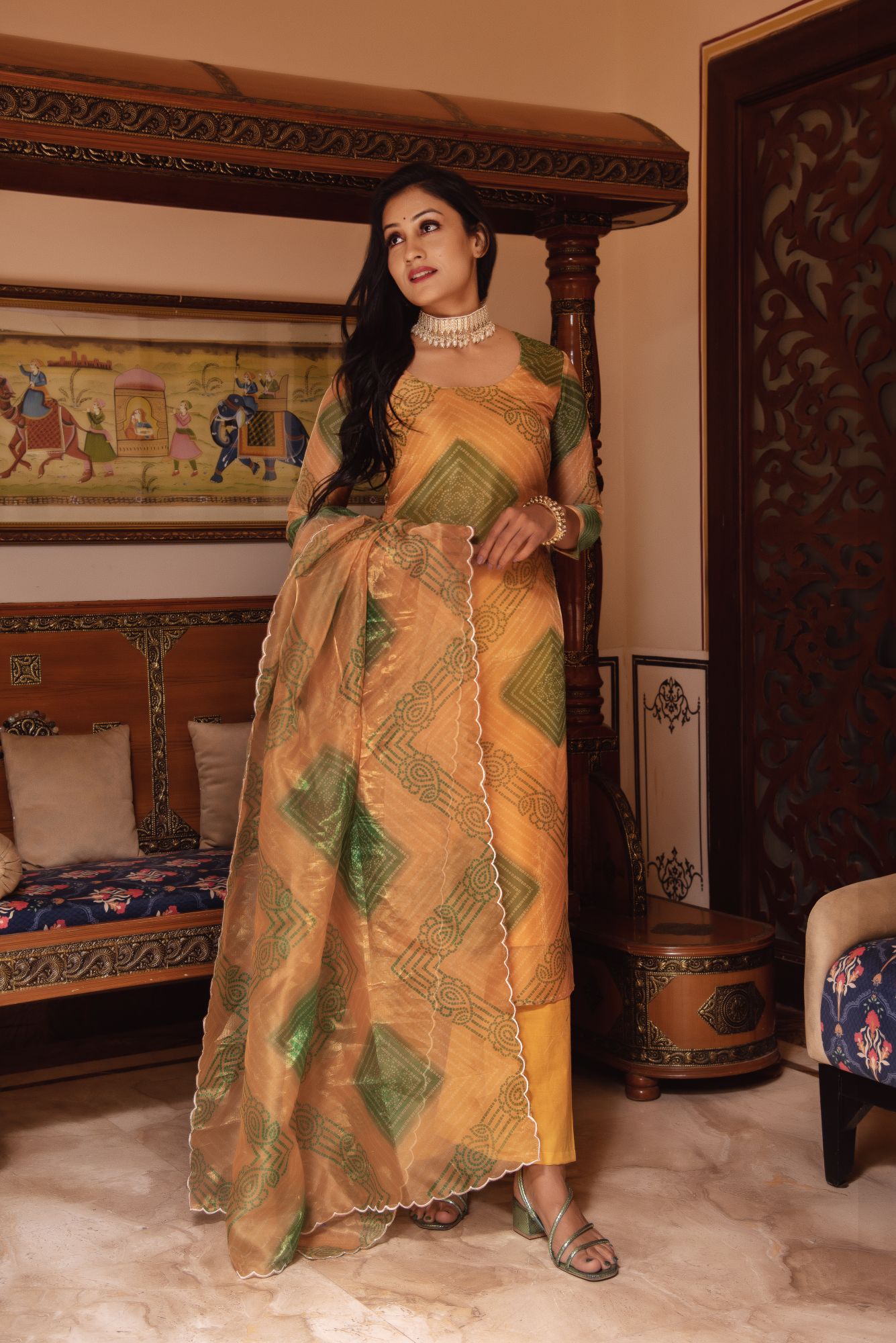 Yellow Bhandhej Scalped Straight Suit Set