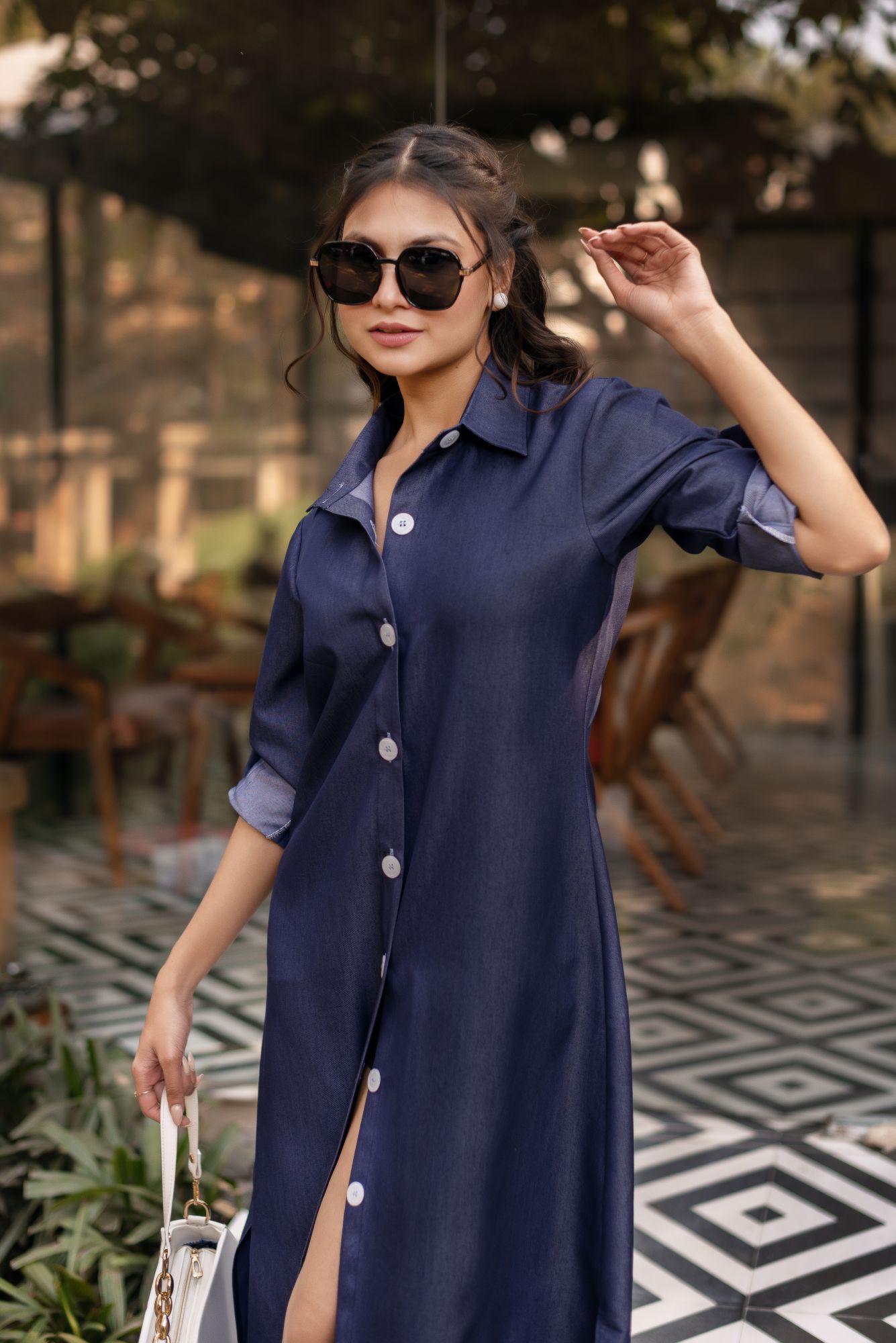 Maisha Blue Denim Shirt Dress