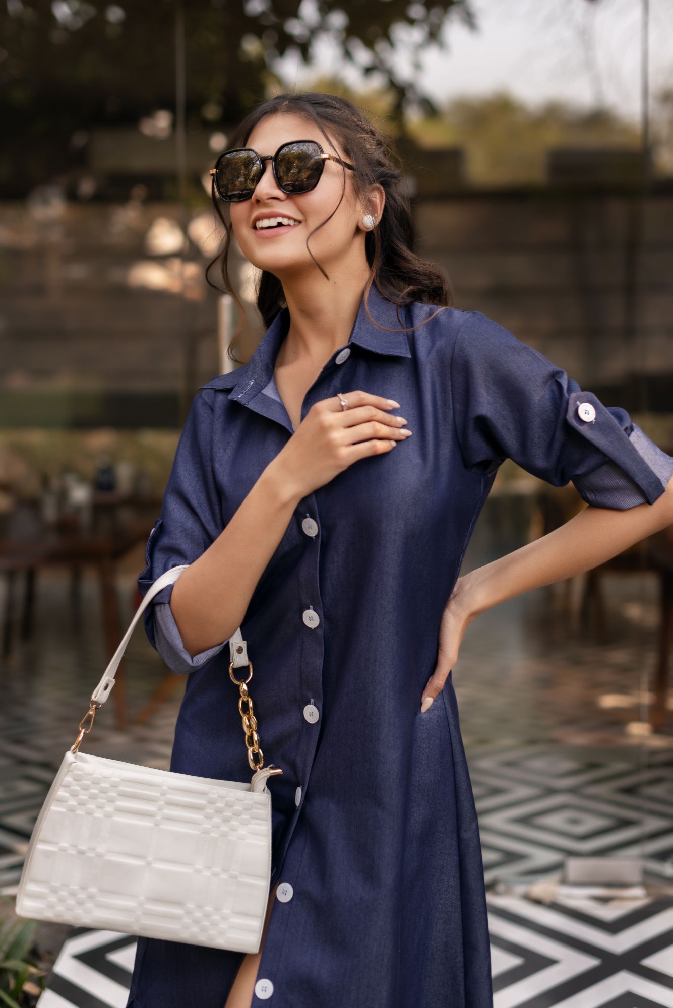 Maisha Blue Denim Shirt Dress