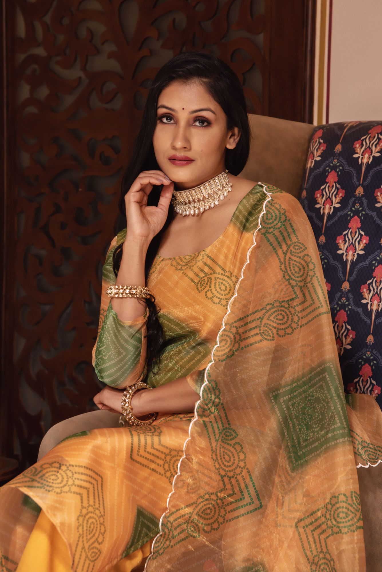 Yellow Bhandhej Scalped Straight Suit Set