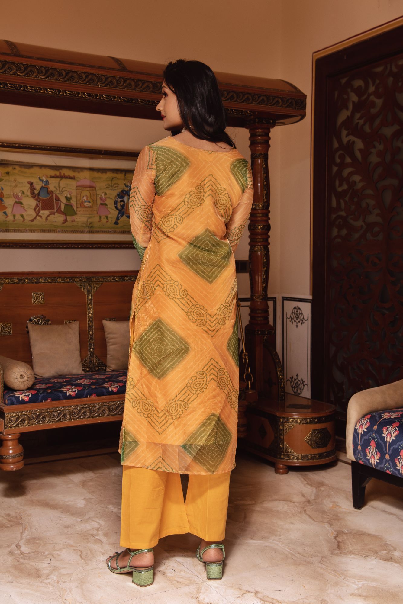 Yellow Bhandhej Scalped Straight Suit Set